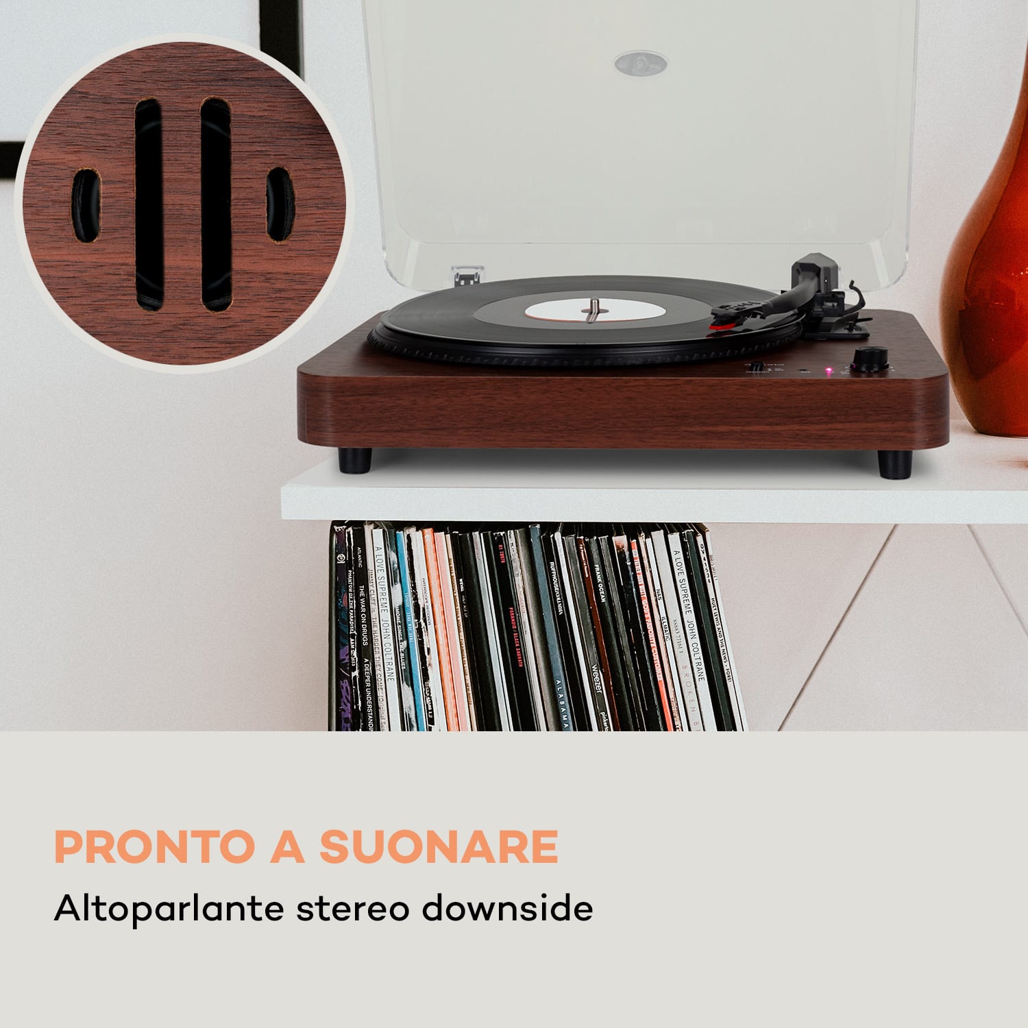 Giradischi TT-Classic Light Copertura antipolvere Bluetooth 33/45/78 giri/min Mogano