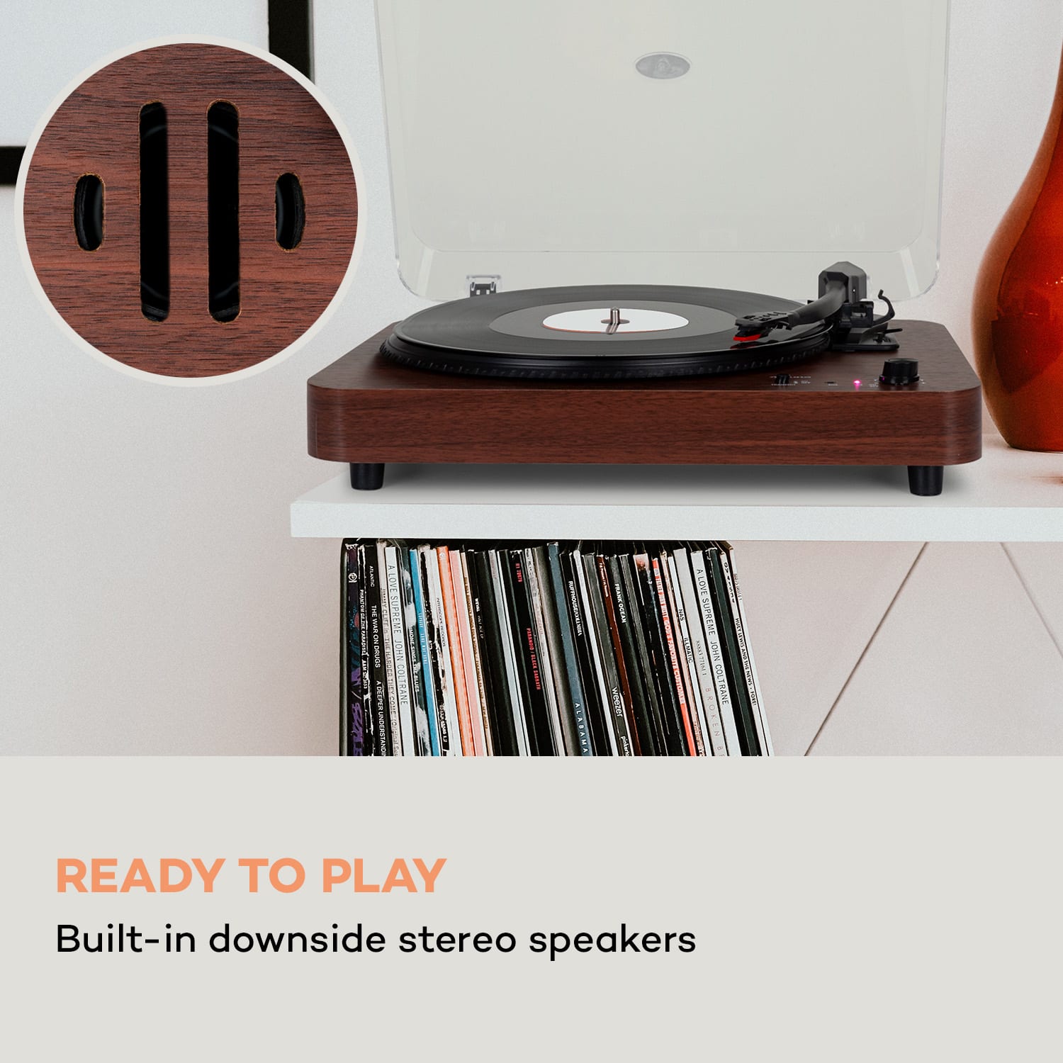 Gramofon TT-Classic Light, pokrywa chroniąca przed kurzem, Bluetooth, 33/45/78 obr./min Mahoń