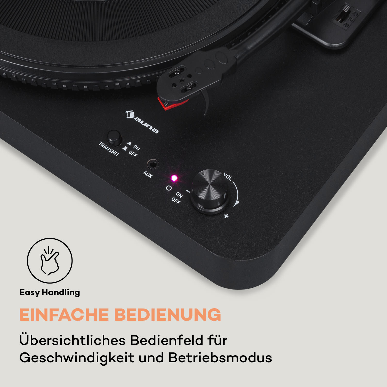 TT-Classic Light Plattenspieler Staubschutz Bluetooth 33/45/78 U/min Schwarzes Holz