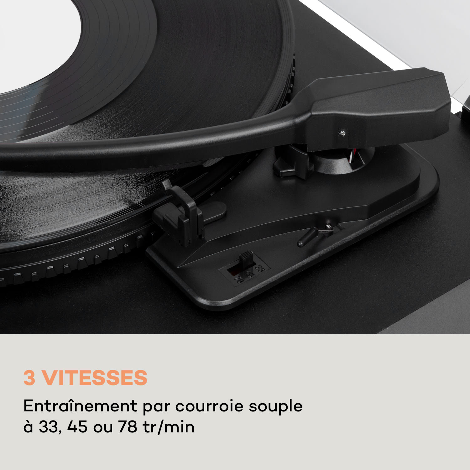 TT-Classic Light Platine vinyle Protection anti-poussière Bluetooth 33/45/78 tr/min Bois Noir