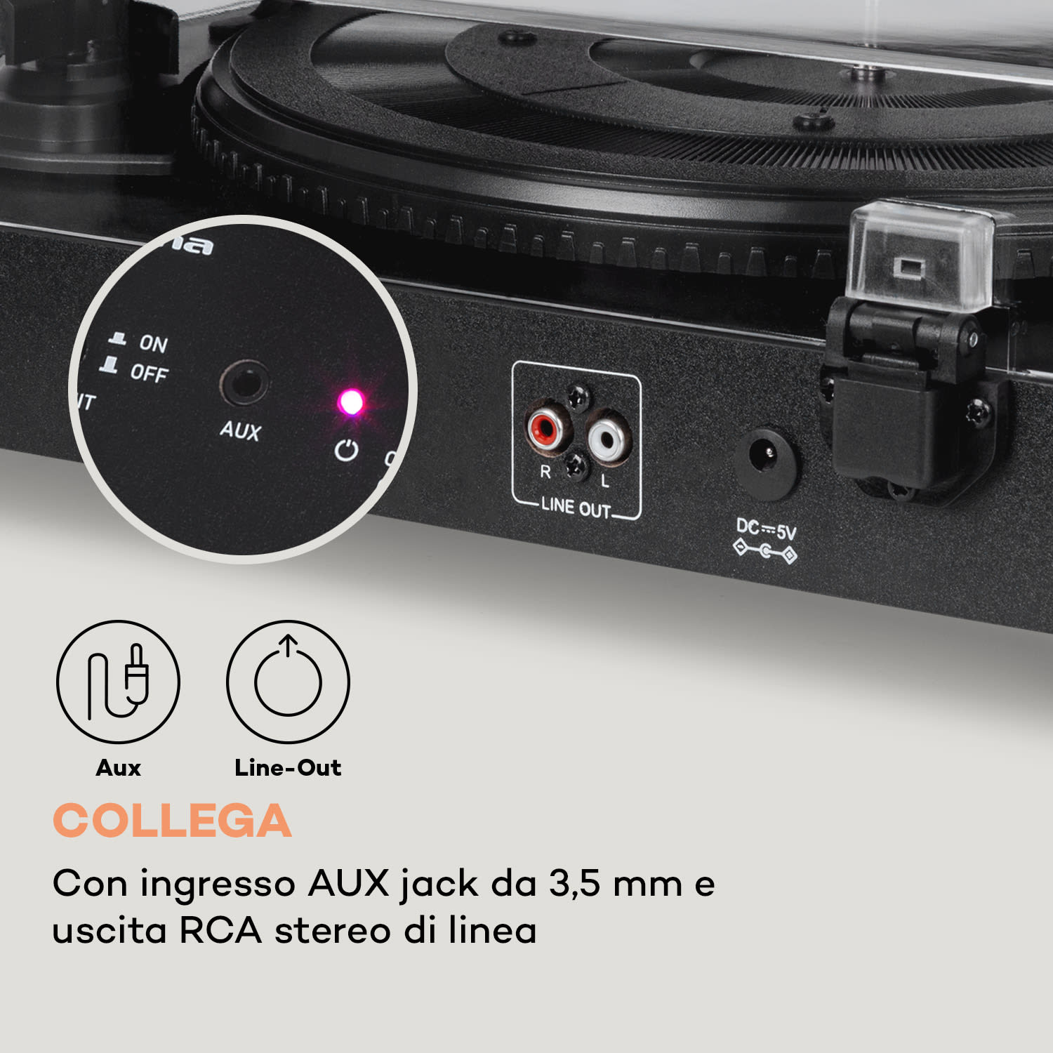 Giradischi TT-Classic Light Copertura antipolvere Bluetooth 33/45/78 giri/min Legno nero