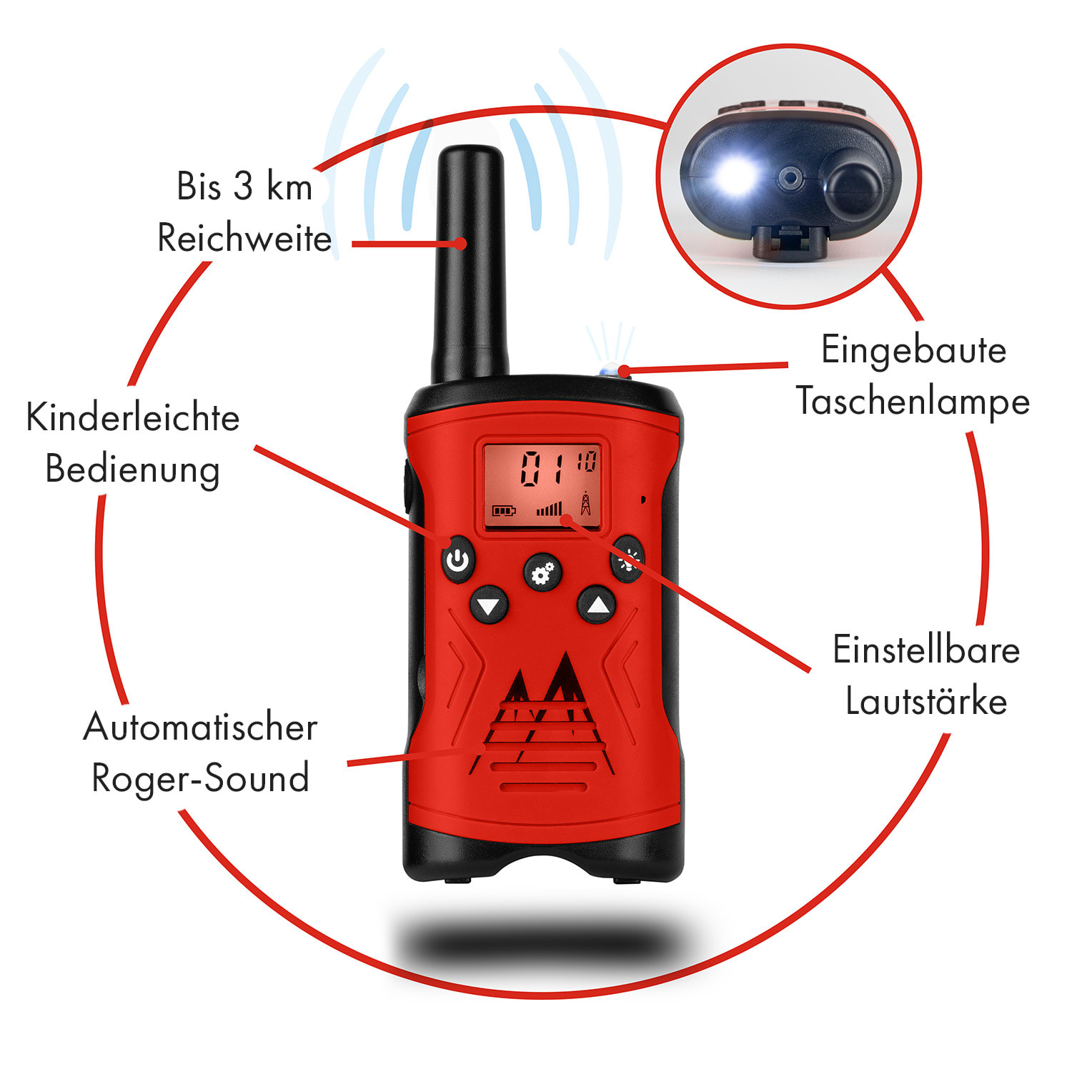 Kingen Walkie-Talkie 8-teiliges Set: inkl. Kompass & Agenten-Abzeichen 