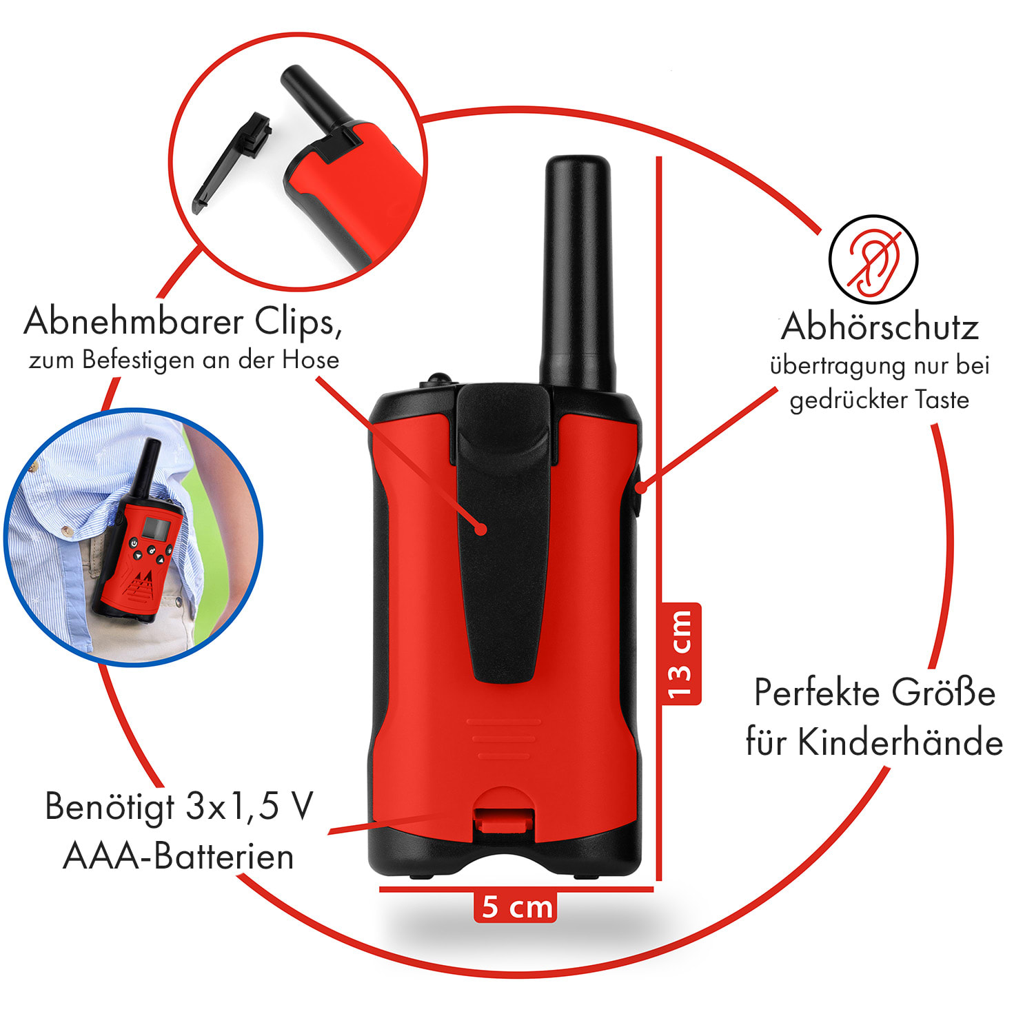 Kingen Walkie-Talkie 8-teiliges Set: inkl. Kompass & Agenten-Abzeichen 