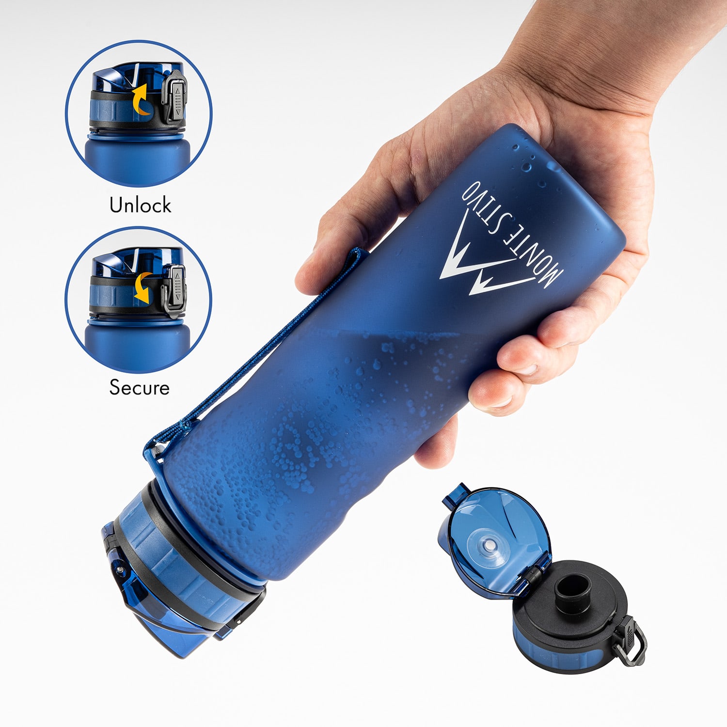 Lyseren, детска бутилка за пиене, 600 мл., мярка, непропусклив филтър за плодове Синьо