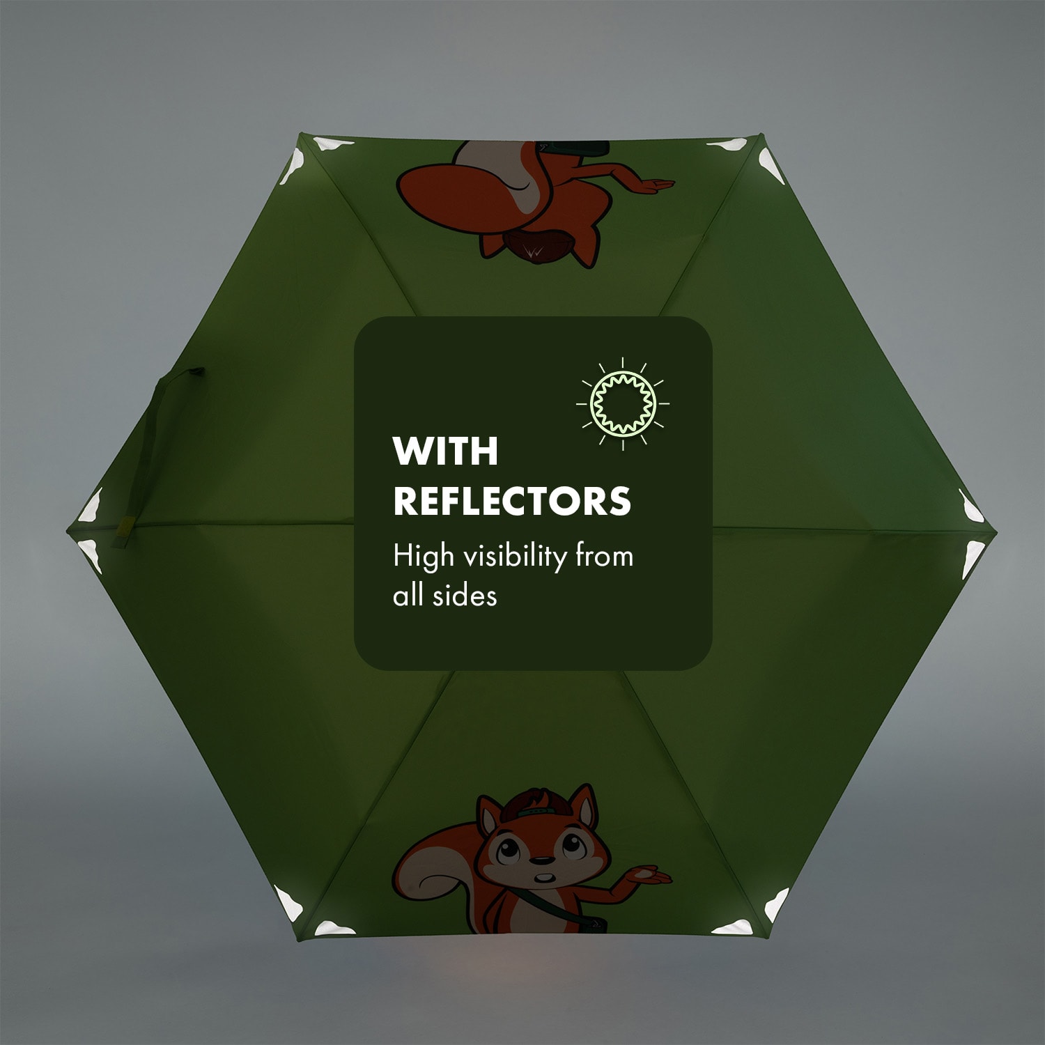 Votna Paraguas infantil de 90 cm de diámetro con reflectores plegable Verde Lima
