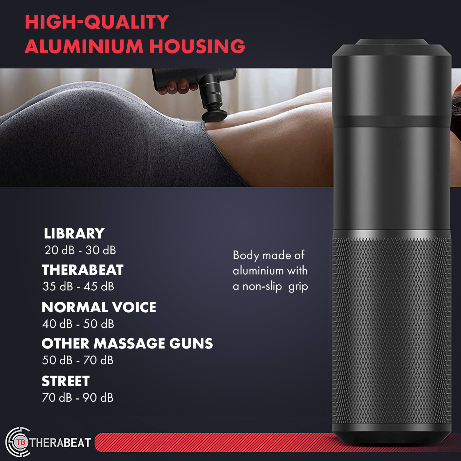 Tofta Mini Massager, masszázs pisztoly, alumínium, 50 W, flowglide, 1500 - 3500 fordulat/perc 