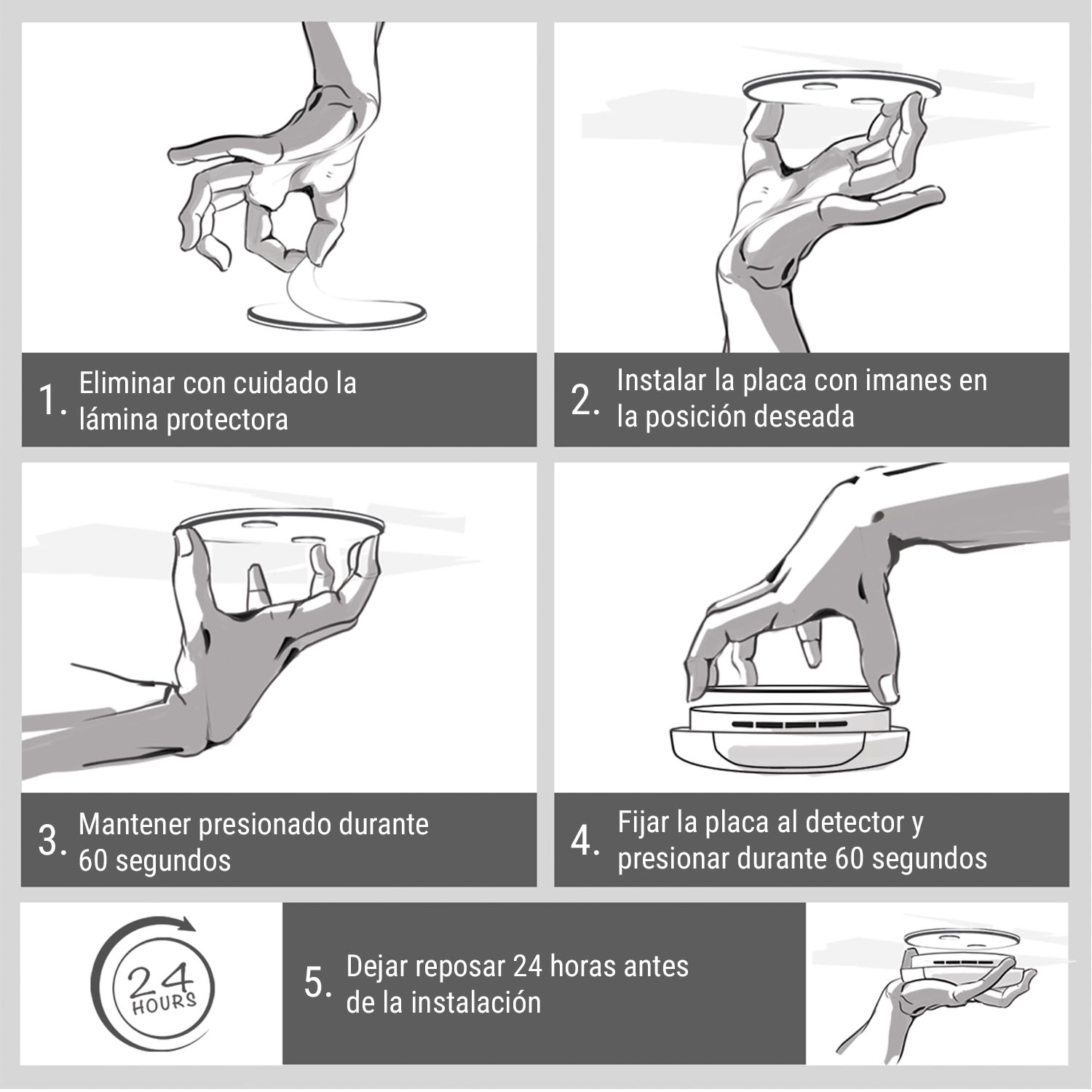 Mount Mini Soporte magnético para detectores de humo a partir de 5 cm Ø Autoadhesivo 5er-Set