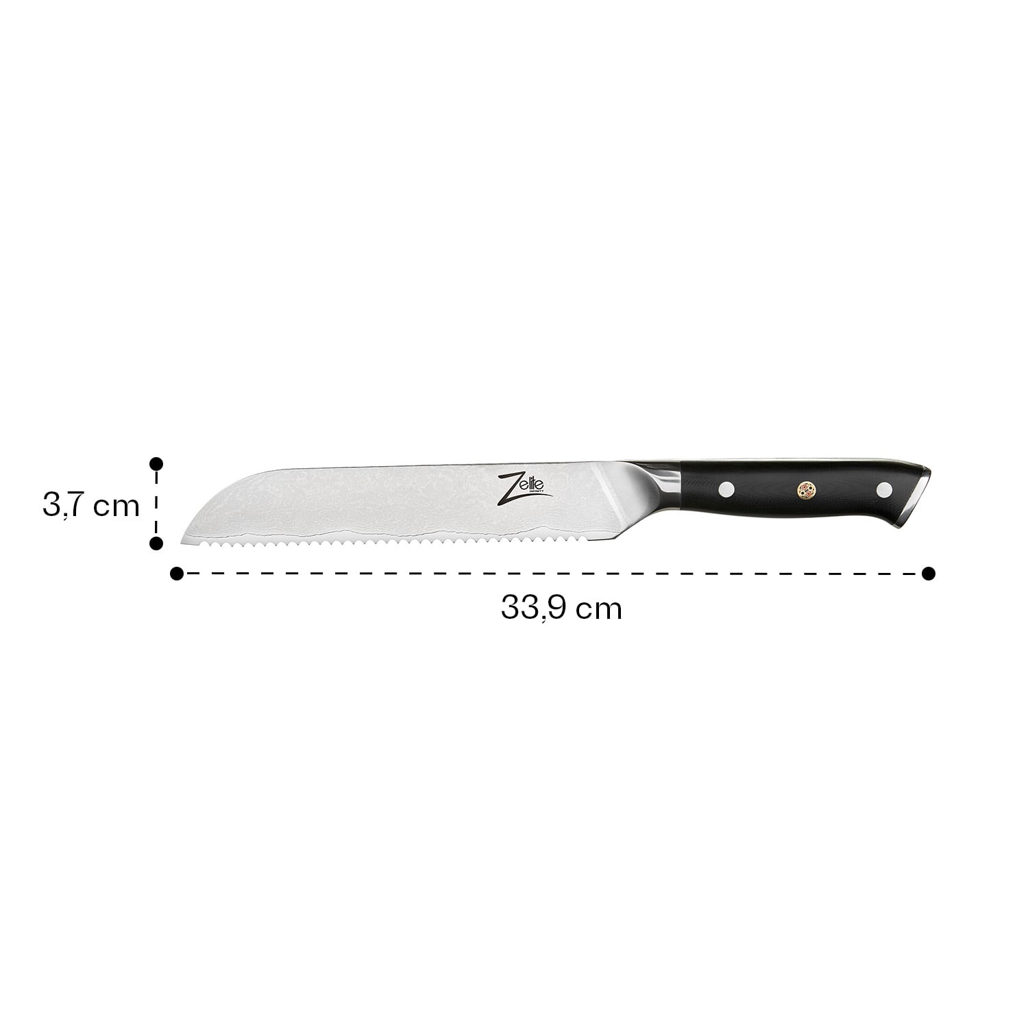 Faca de pão de 8° Alpha-Royal Japanese Serie 18º Serrilhada Aço damasco Bread knife