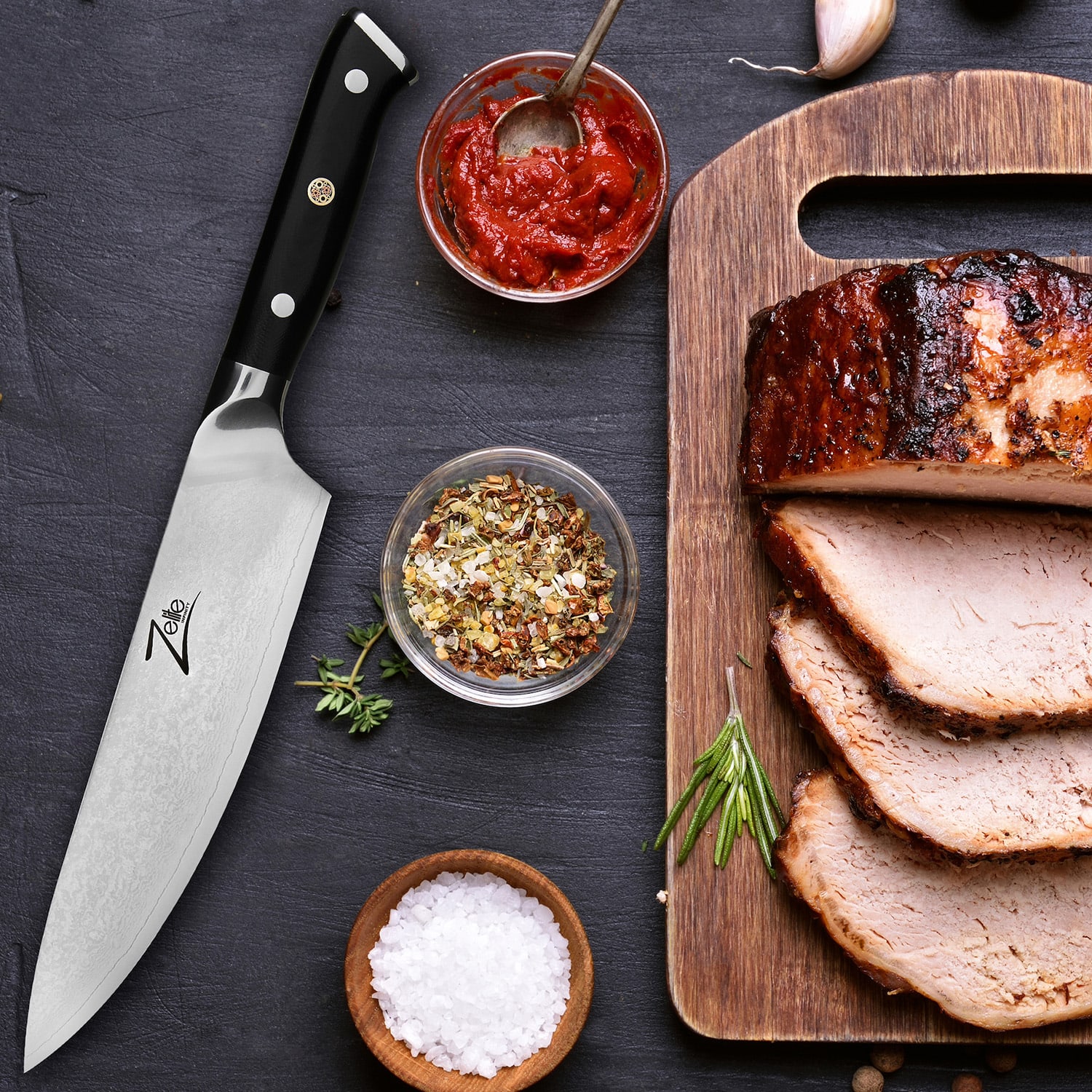 Alpha-Royal Japanese серия, 8", нож за шеф готвачи, дамаска стомана 8" Кухненски нож