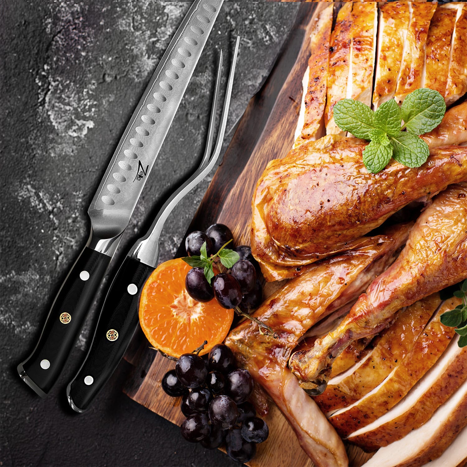 Alpha-Royal Japanese серия, 10" прибор за транжиране, дамаска стомана Slicing knife