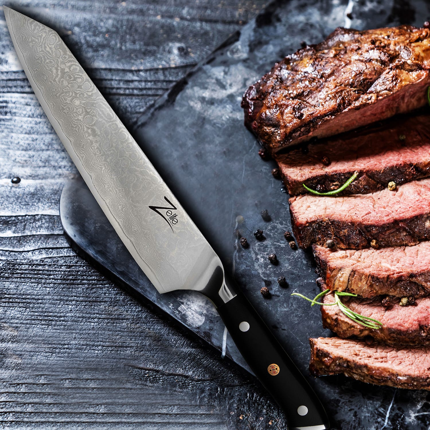 Alpha-Royal Japanese Serie 9" Kiritsuke Messer Damaszener-Stahl Kritsukemesser