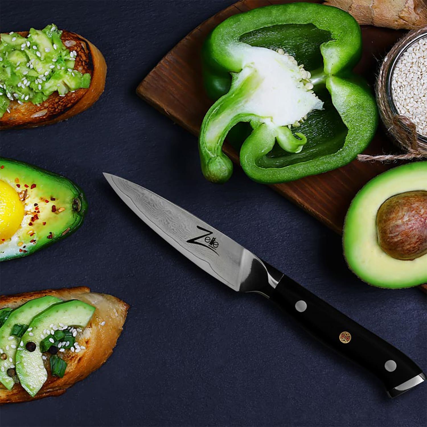 Couteau à éplucher de 4" de la série japonaise Alpha-Royal acier de Damas 67 couches Paring knife