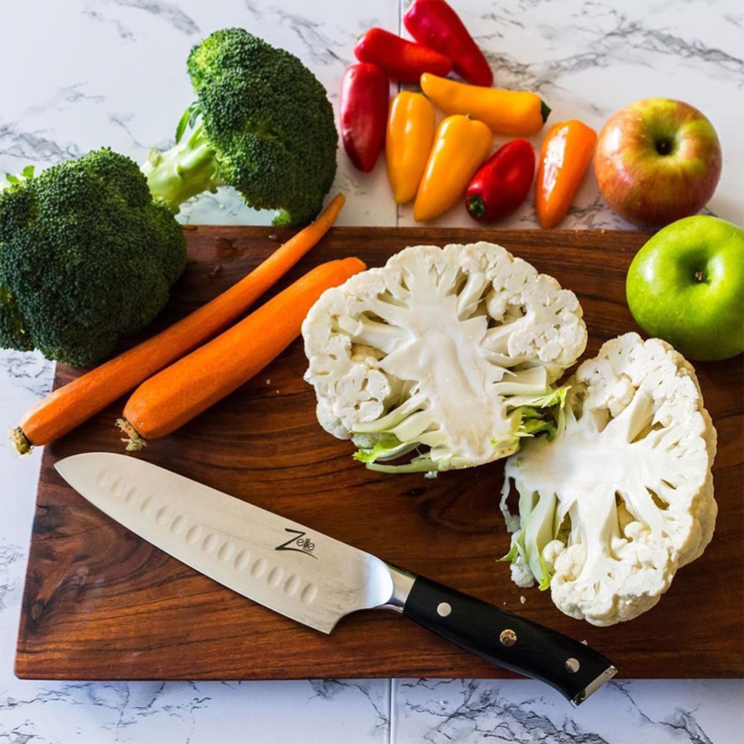 Alpha-Royal Japanse serie 7" Santokumes damaststaal Santoku knife