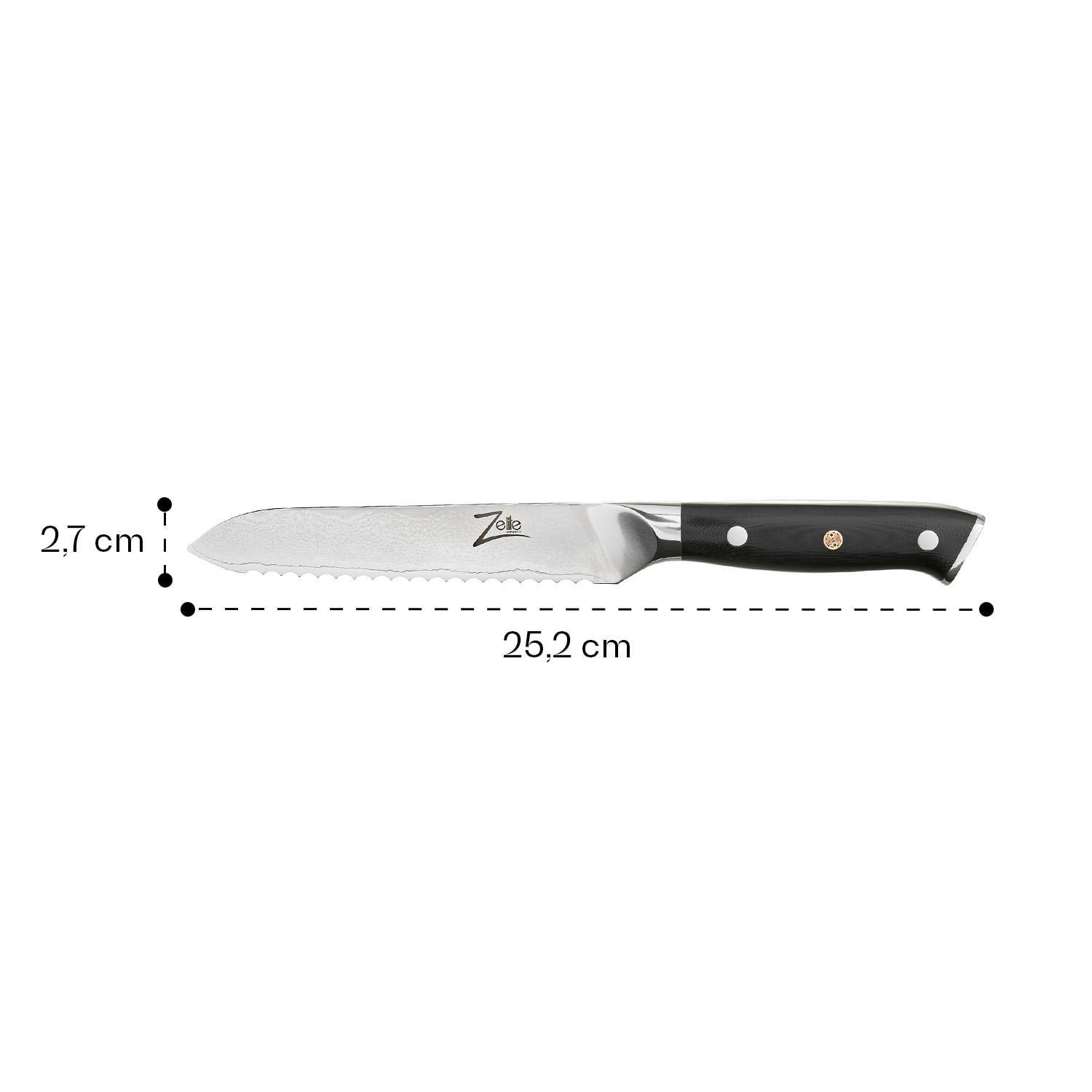 Alpha-Royal Japanse serie 5,5" universeel mes gekarteld damaststaal Serrated knife