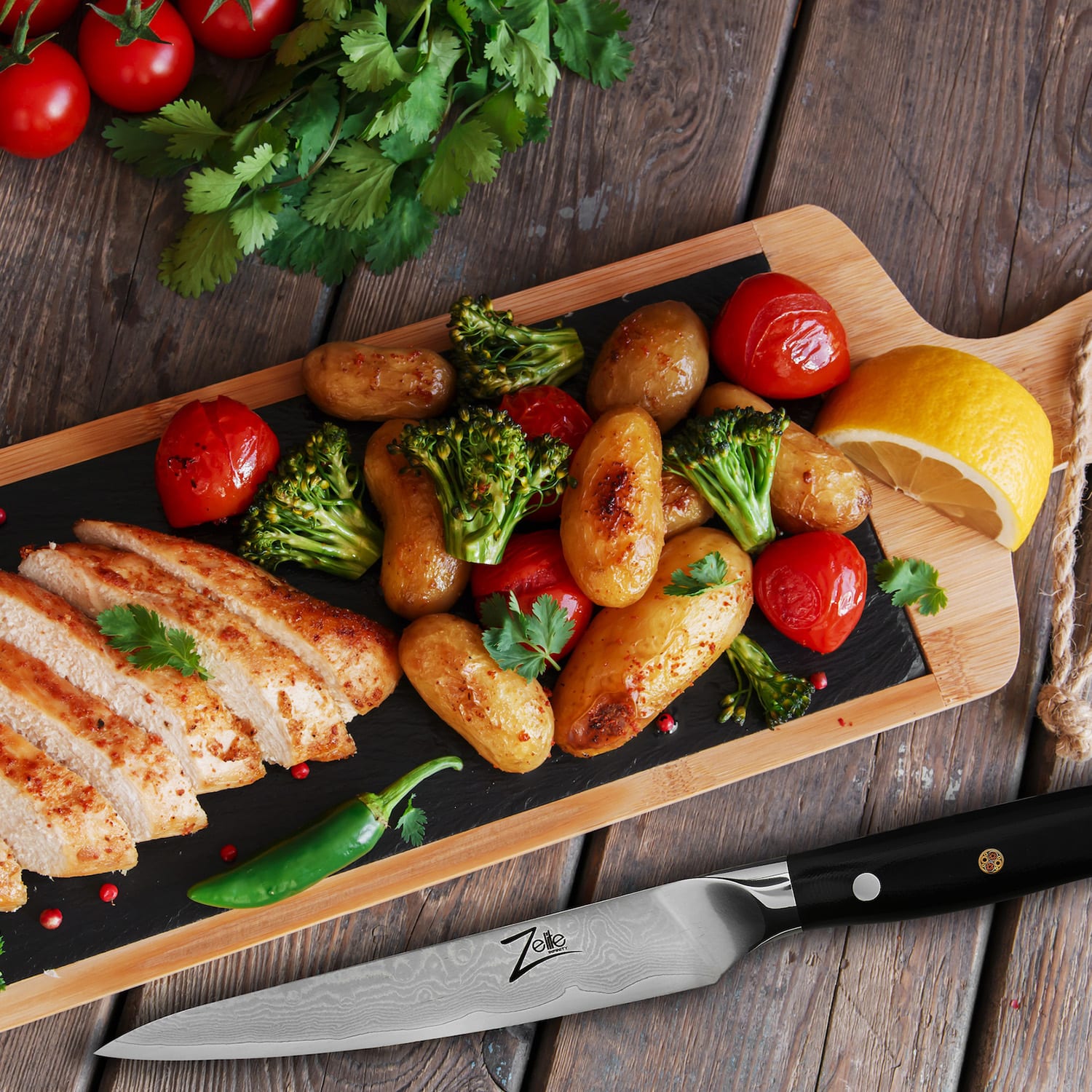 Couteau universel 6" de la série japonaise Alpha-Royal acier de Damas 67 couches Utility knife