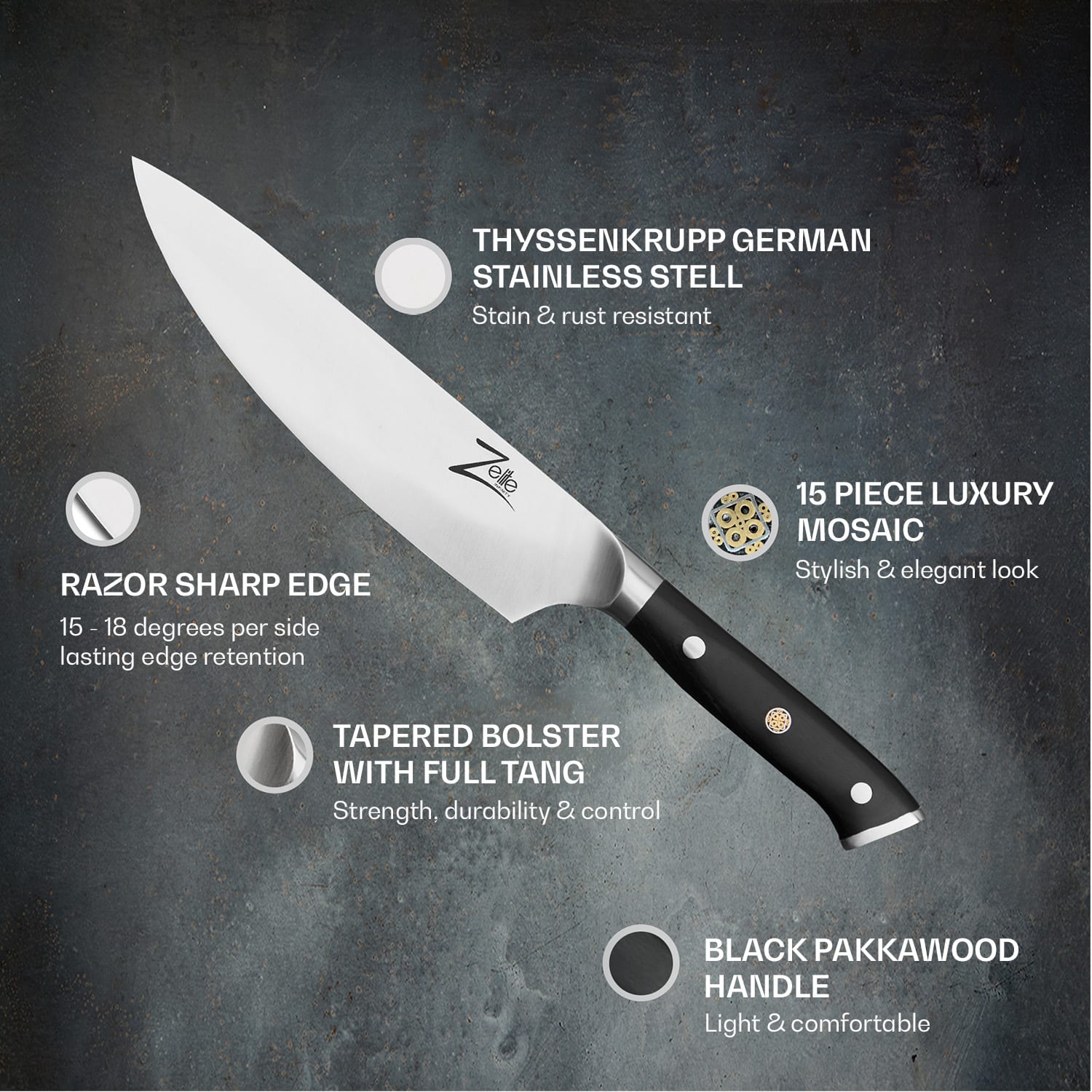Alpha-Royal German 8" Kockkniv 56 HCR  ädelstål Fillet knife