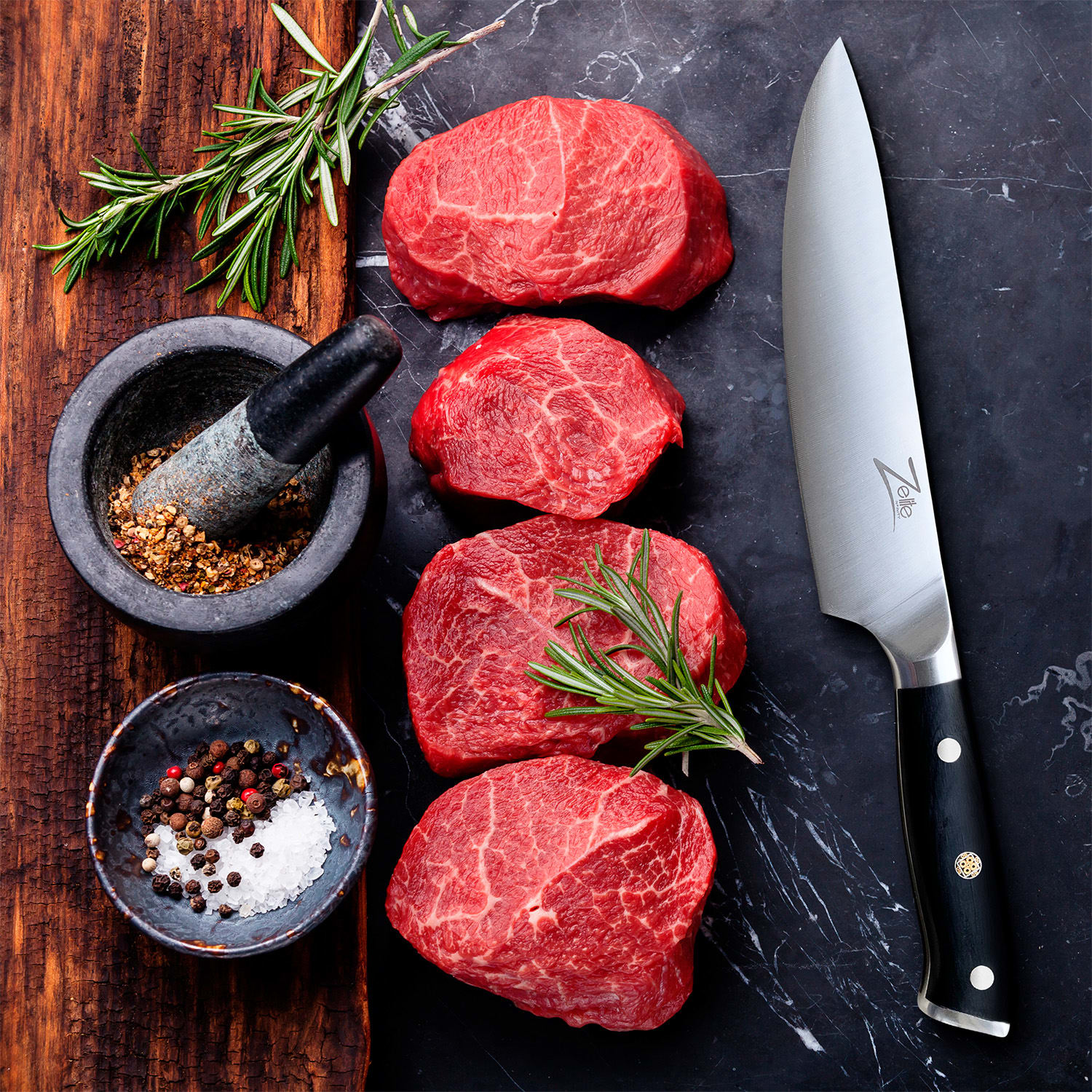 Alpha-Royal German 5", sada 4 steakových nožů, 56 HCR, nerezová ocel Fillet knife