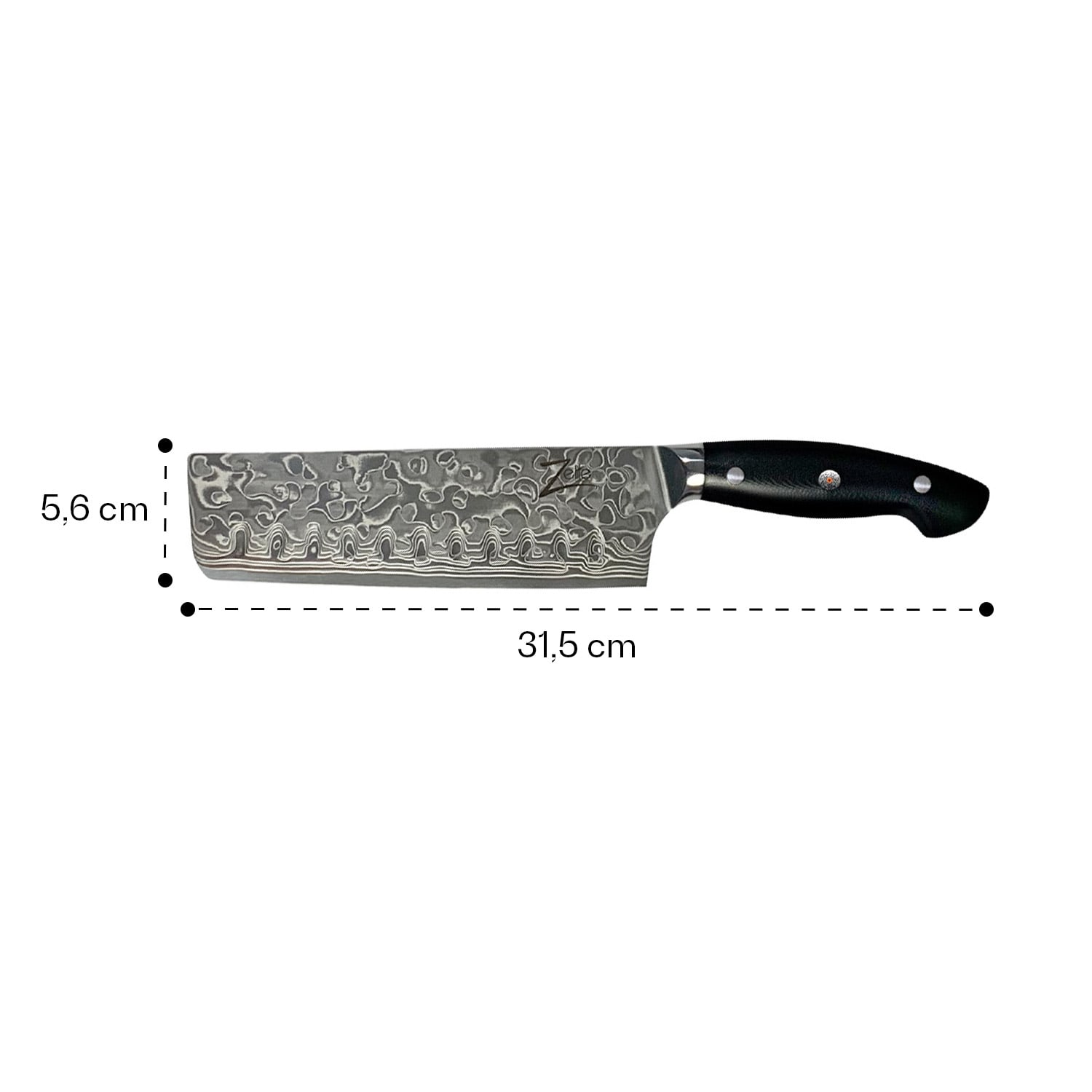 Executive-Plus, nóż Nakiri, 7", 61 HRC, stal damasceńska Nakiri knife