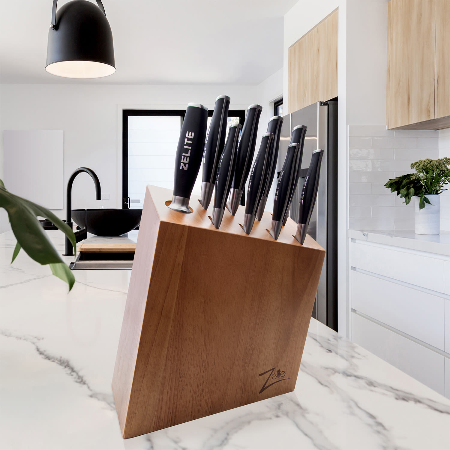 Comfort Pro, blok na noże, stojak, drewno kauczukowe Knife block