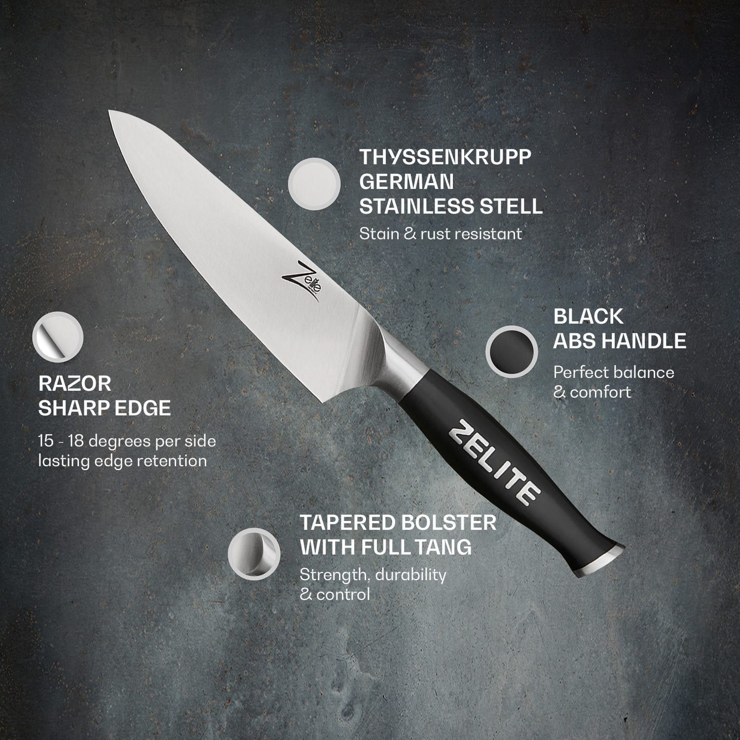 Comfort Pro Series 6" Kockkniv 56 HRC ädelstål 6" Matlagningskniv