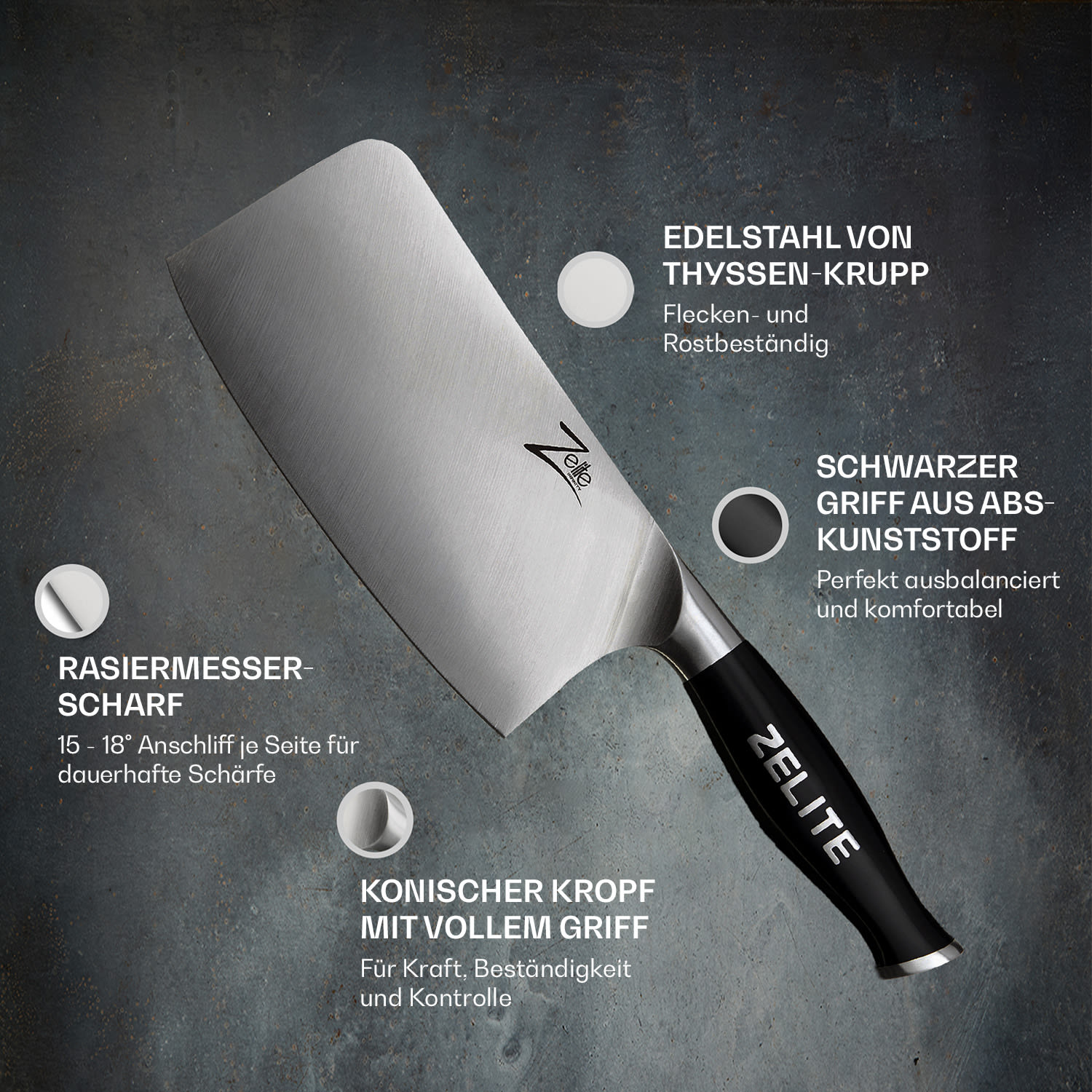 Comfort Pro Serie 7" Hackmesser 56 HRC Edelstahl Hackmesser