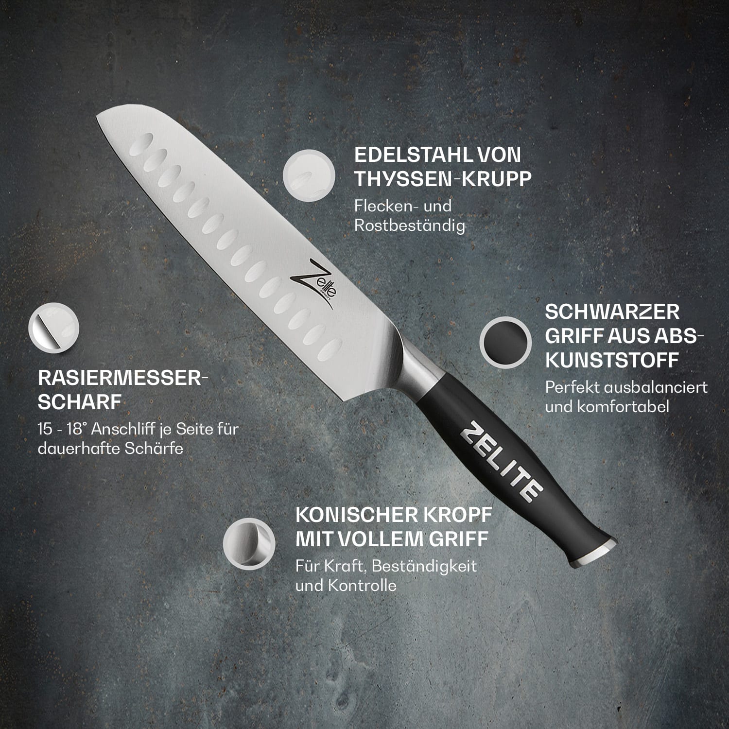 Couteau Santoku 7" série Comfort Pro 56 HRC inox Santoku knife