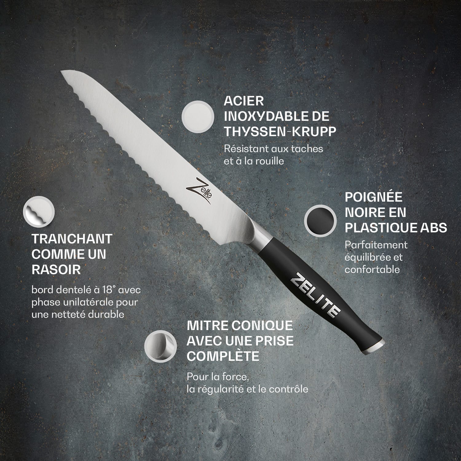 Couteau universel série Comfort Pro 6" à lame dentelée inox 56 HRC Serrated knife