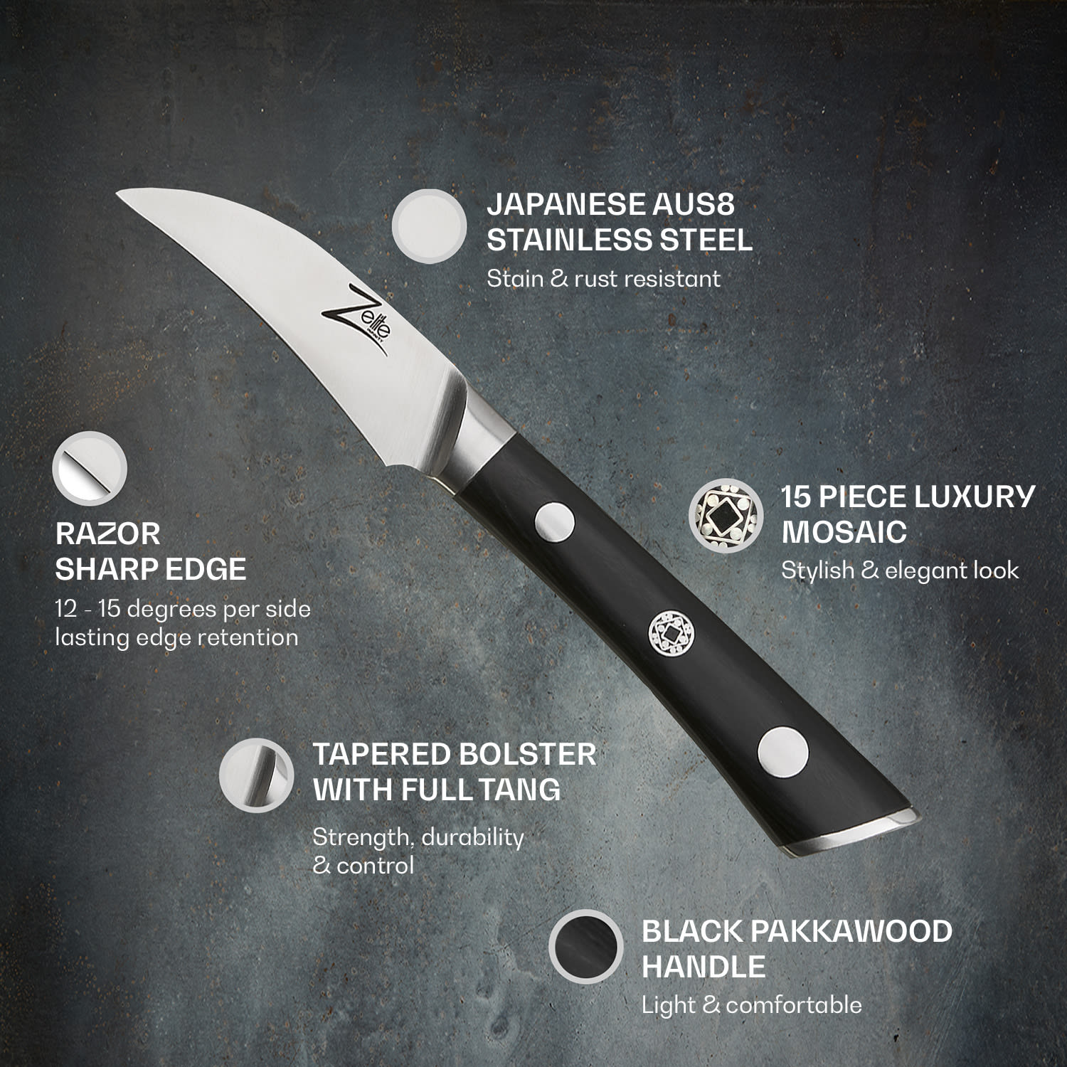 Faca de corte de 2,75" Razor-Edge Serie 59 HRC aço inoxidável Honing knife