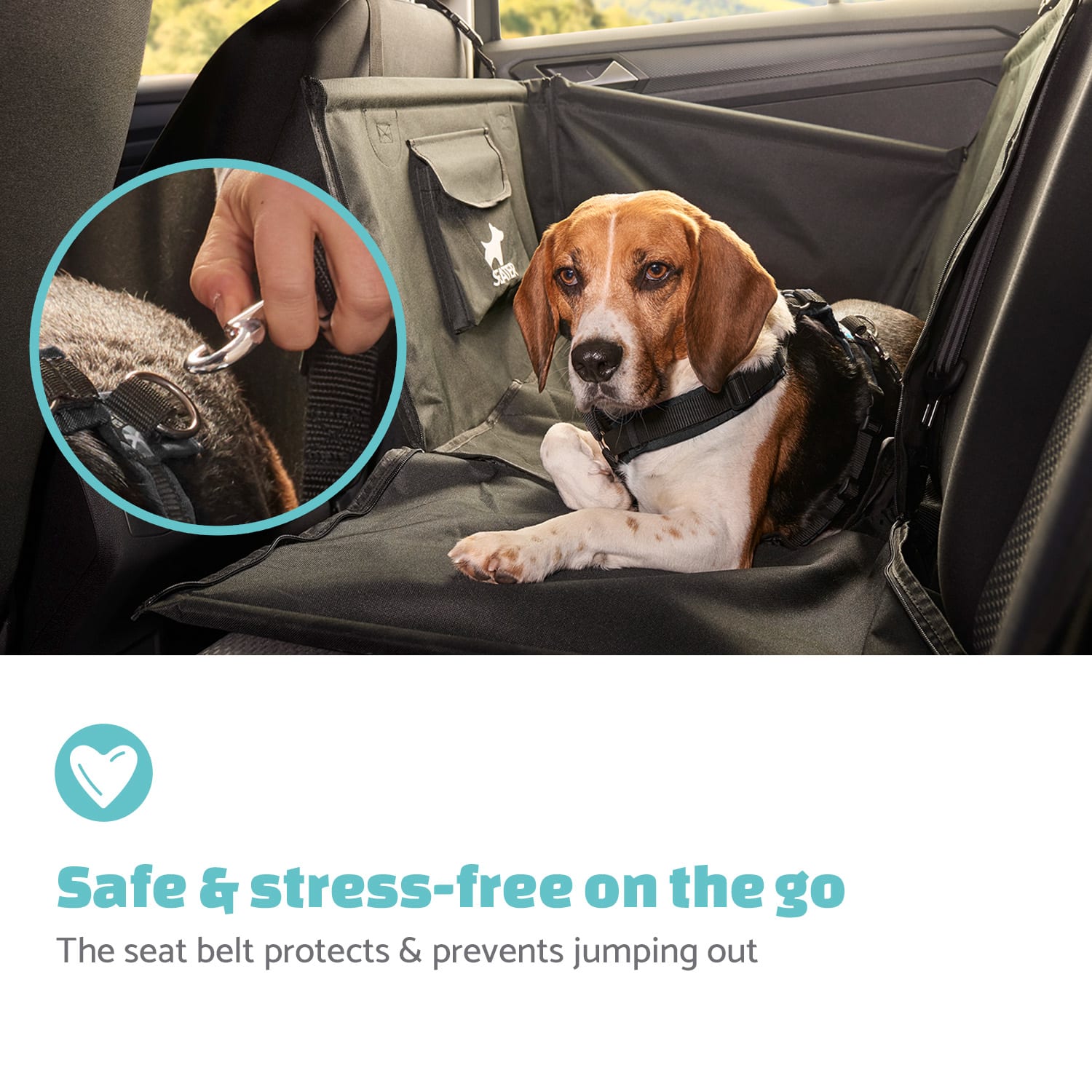 Rocky, autosjedalica za pse, poliester, sigurnosni pojas, sklopiva, fleksibilna 