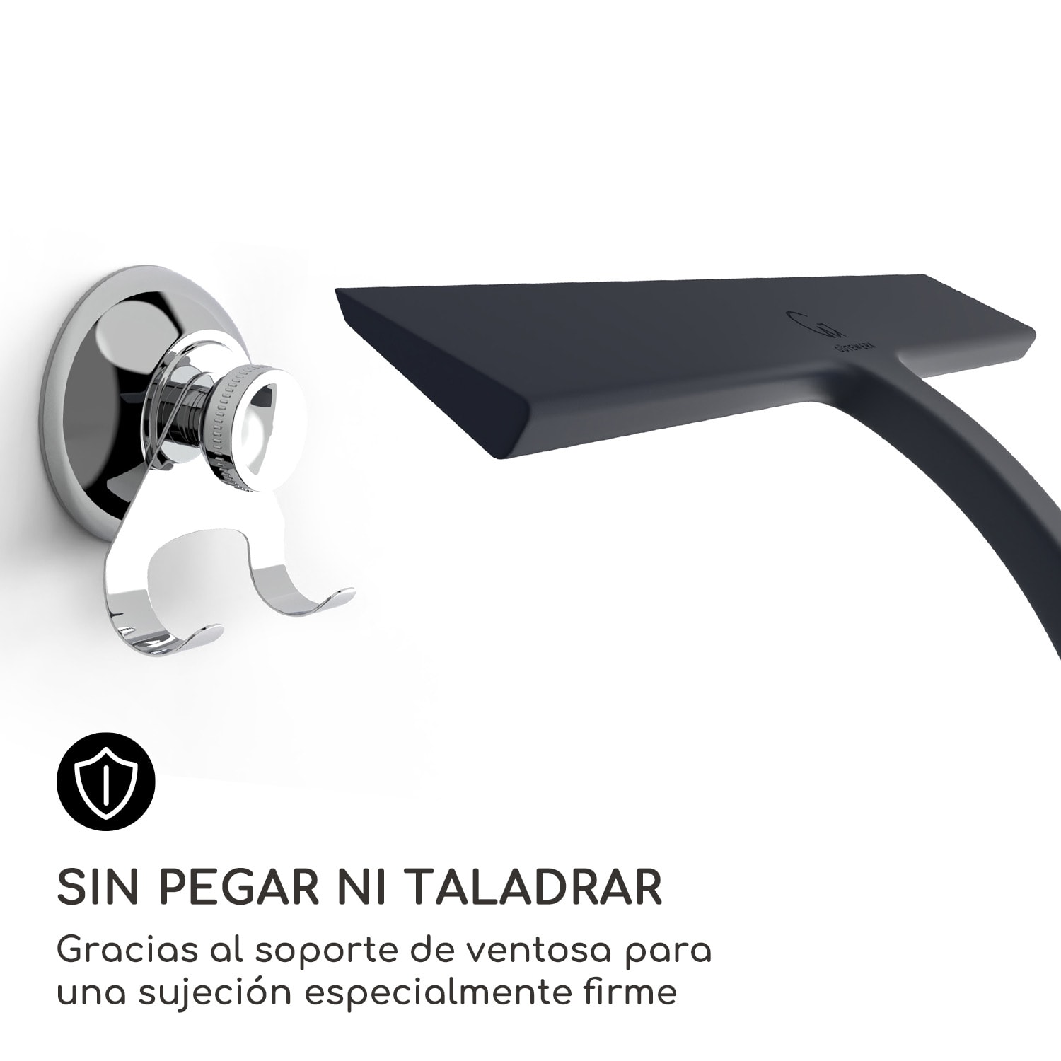 Rasqueta limpiacristales para ducha 23 cm revestimiento de silicona núcleo de acero inoxidable diseño moderno Negro