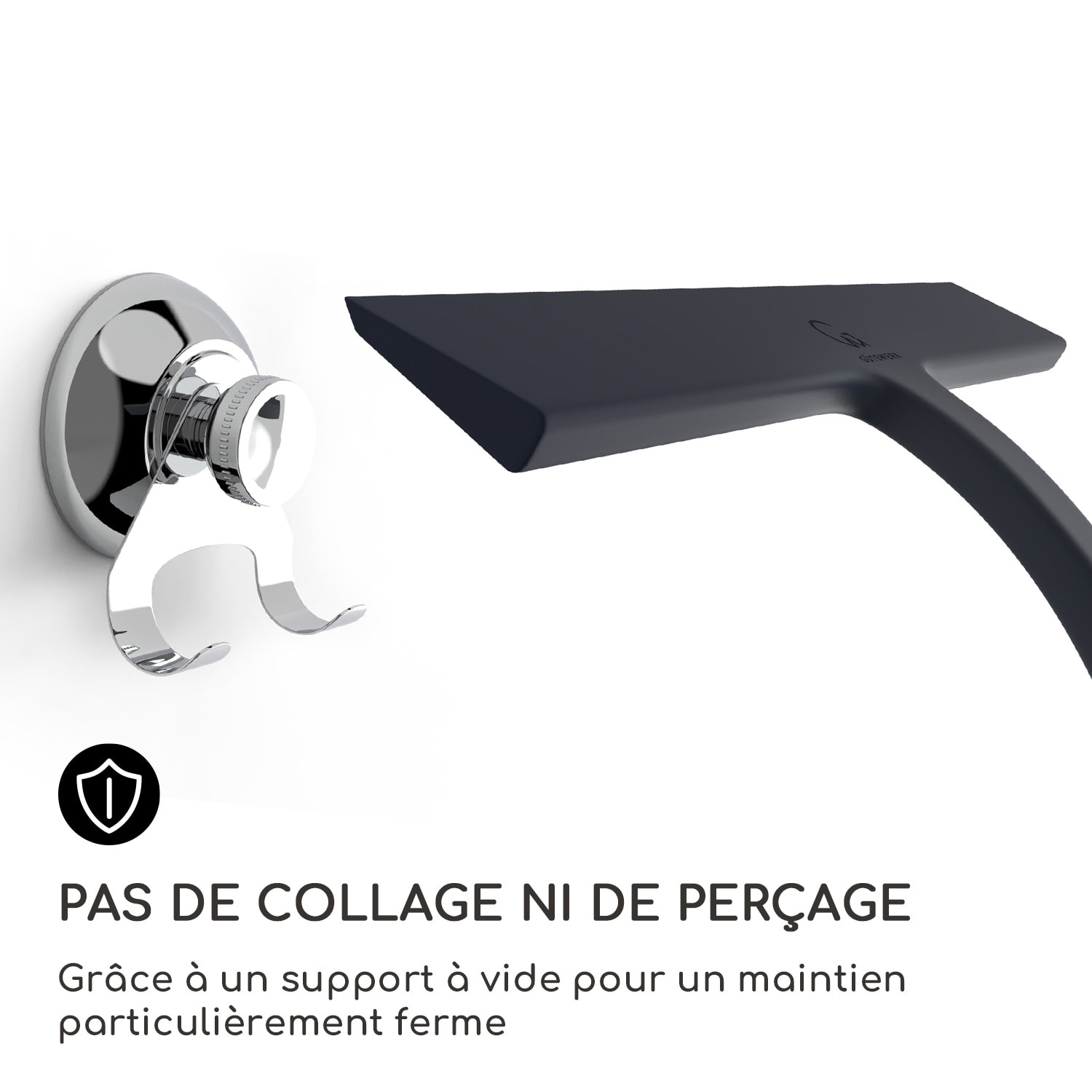 Blaze Raclette de douche 23 cm Couverture en silicone Noyau en acier inoxydable Design moderne Noir