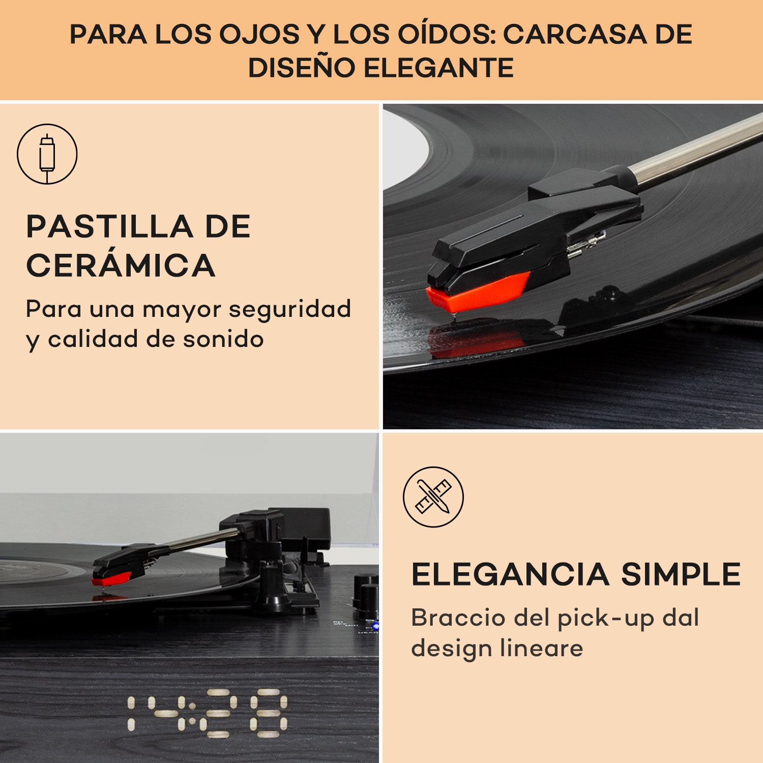 Tocadiscos TT-Classic Chrono, cubierta antipolvo Bluetooth 33/45/78 rpm 