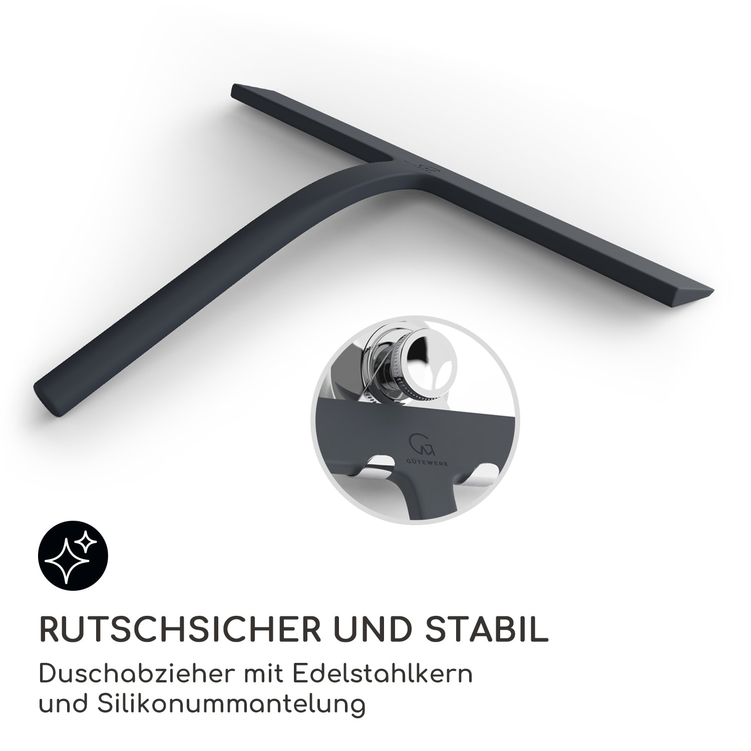 Blaze Duschabzieher 28 cm Silikonumhüllung Edelstahlkern modernes Design Schwarz