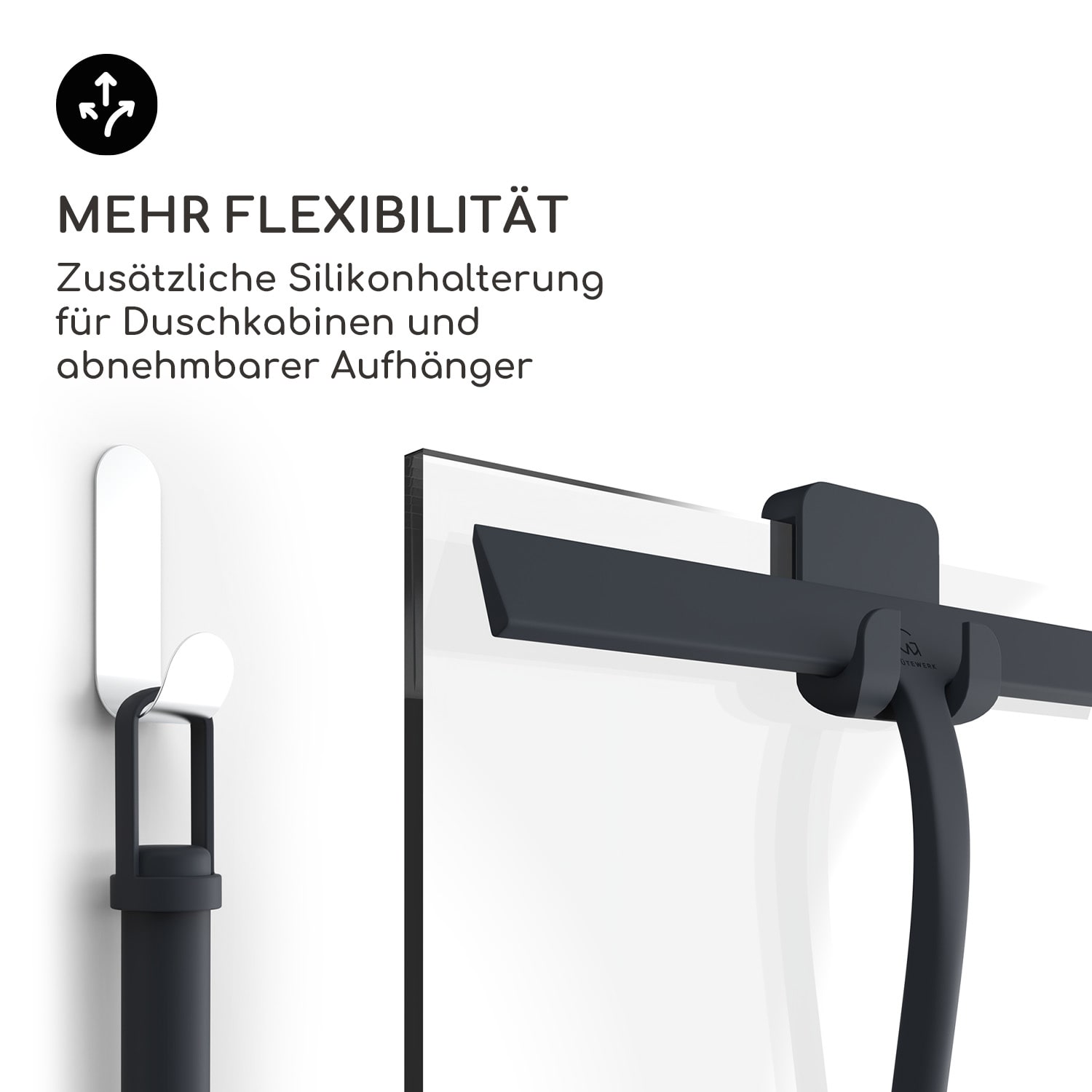 Blaze Duschabzieher 28 cm Silikonumhüllung Edelstahlkern modernes Design Schwarz