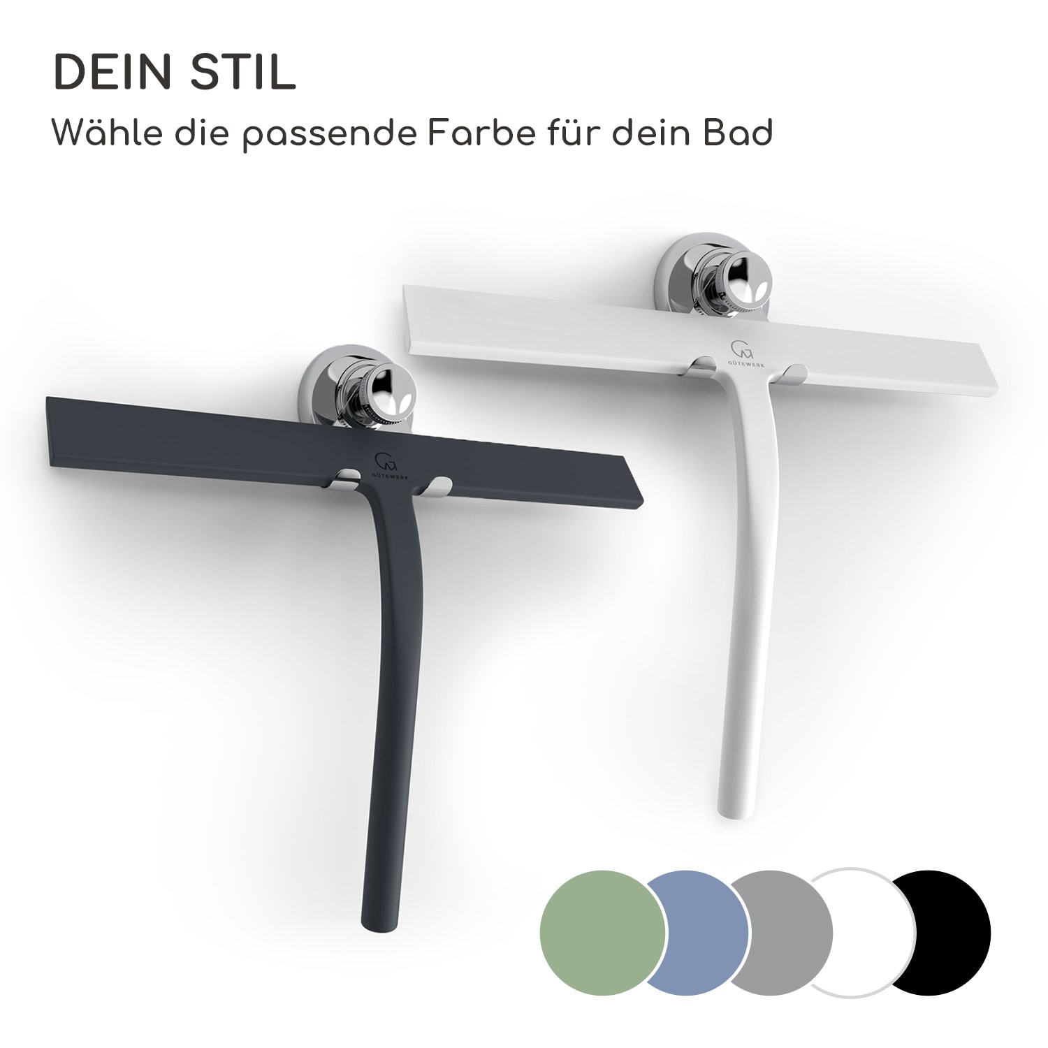 Blaze Duschabzieher 28 cm Silikonumhüllung Edelstahlkern modernes Design Schwarz