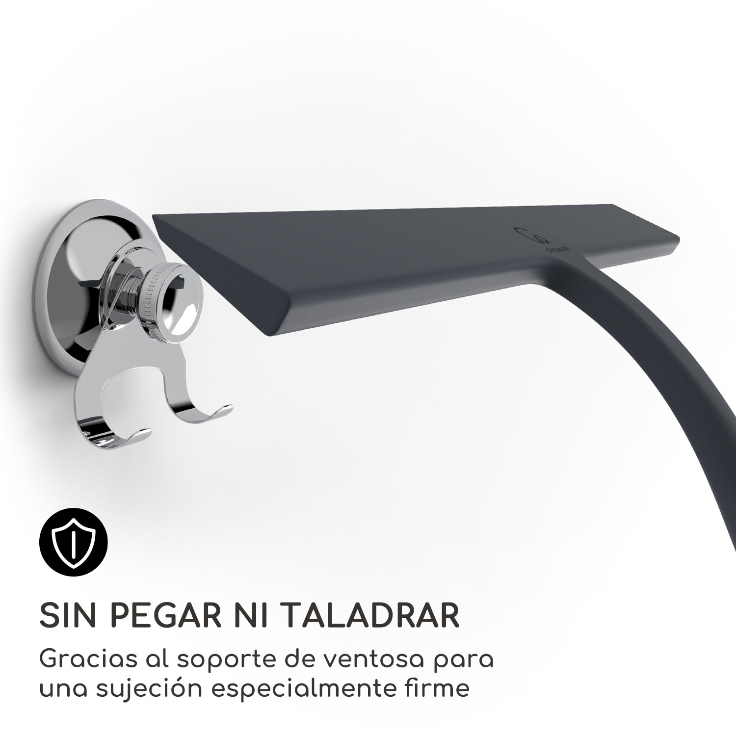 Rasqueta limpiacristales para ducha 28 cm revestimiento de silicona núcleo de acero inoxidable diseño moderno Negro