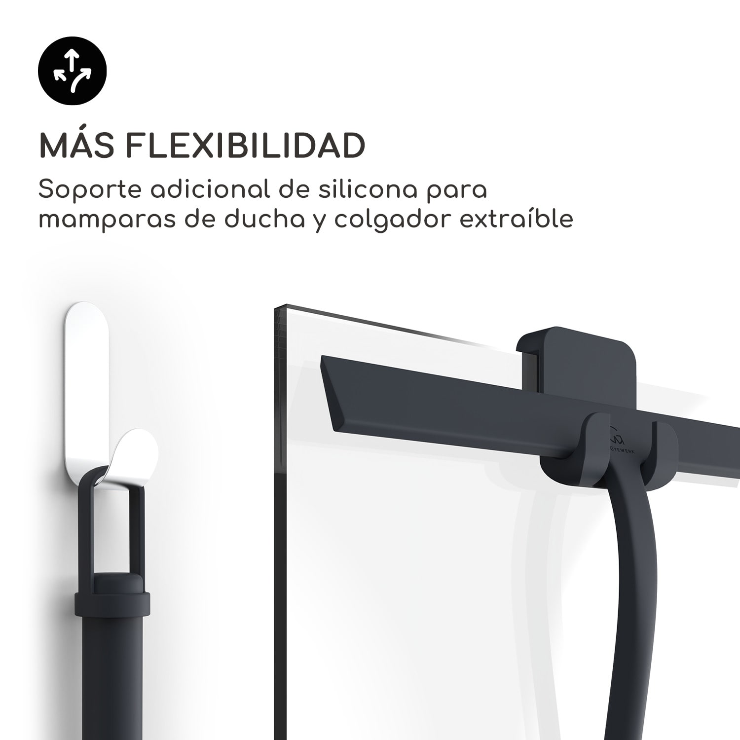 Rasqueta limpiacristales para ducha 28 cm revestimiento de silicona núcleo de acero inoxidable diseño moderno Negro