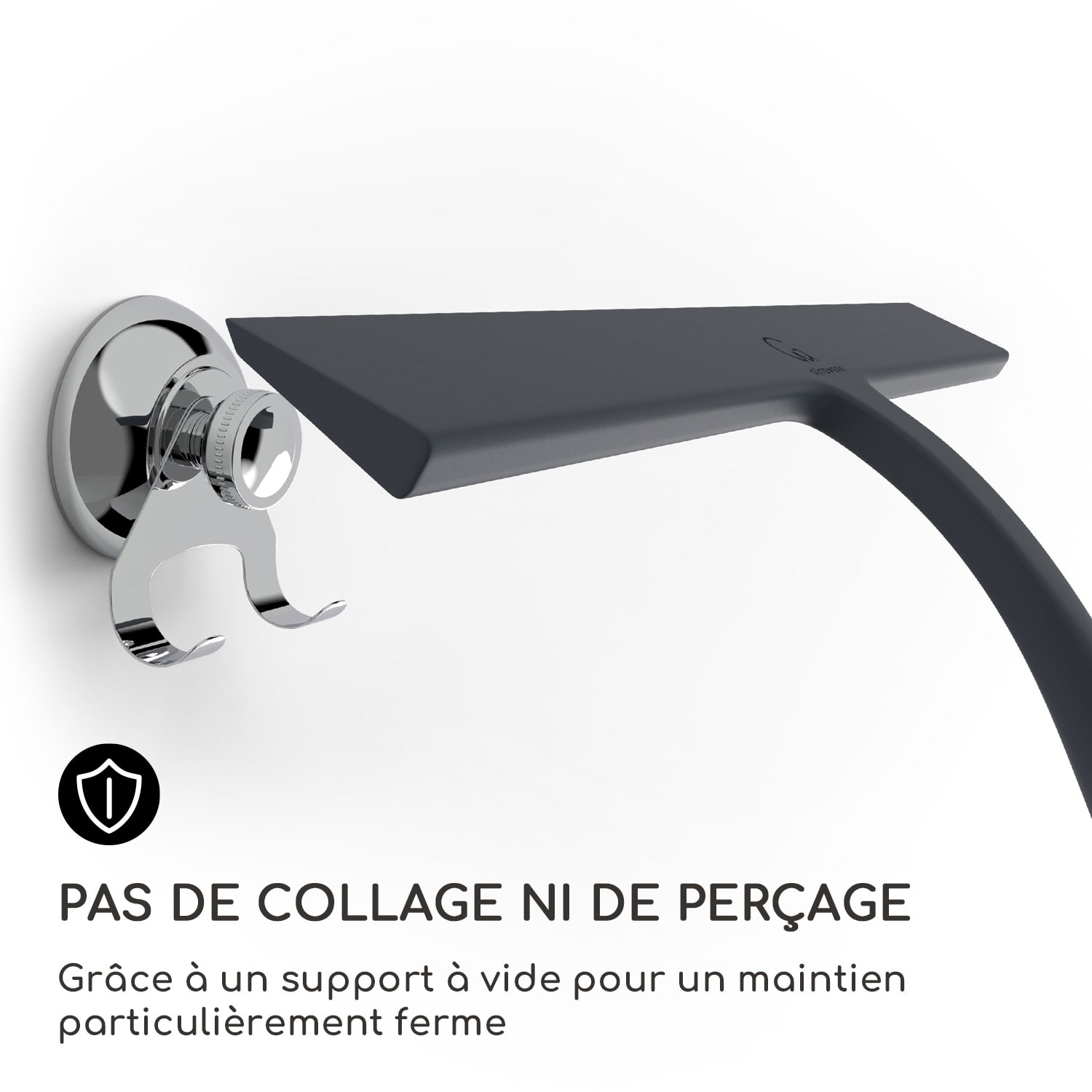 Blaze douchewisser 28 cm siliconen coating roestvrijstalen kern modern design Zwart