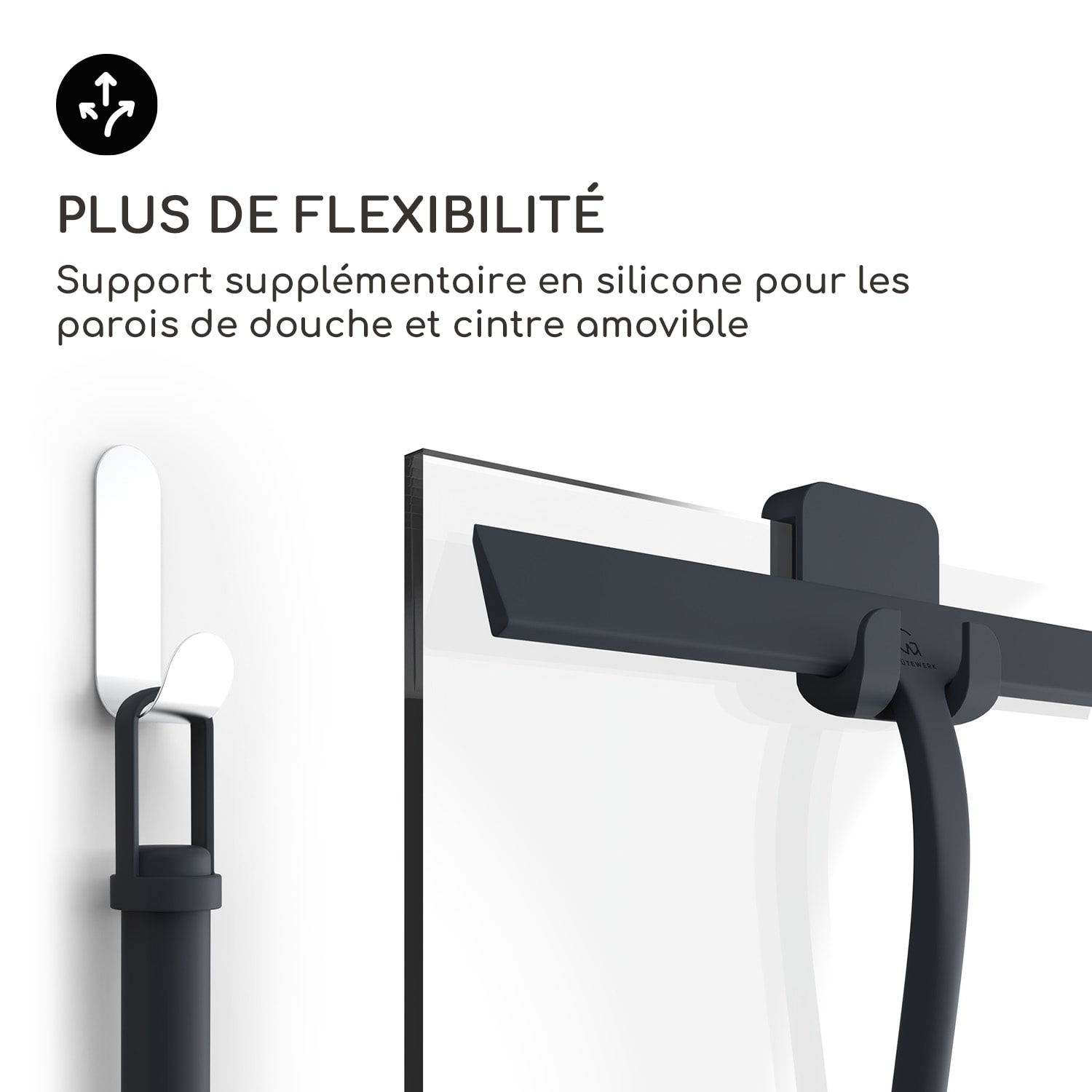 Blaze douchewisser 28 cm siliconen coating roestvrijstalen kern modern design Zwart