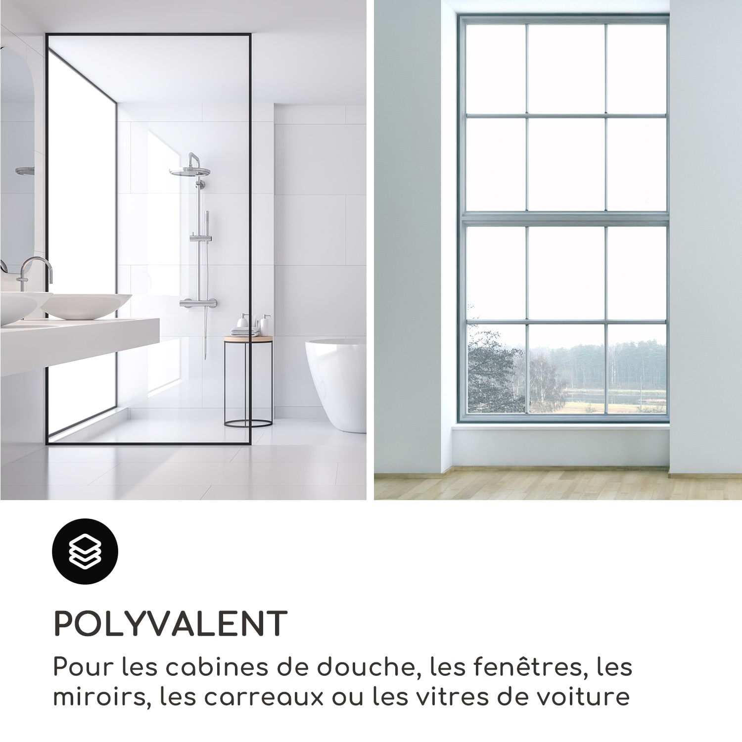 Blaze douchewisser 28 cm siliconen coating roestvrijstalen kern modern design Zwart