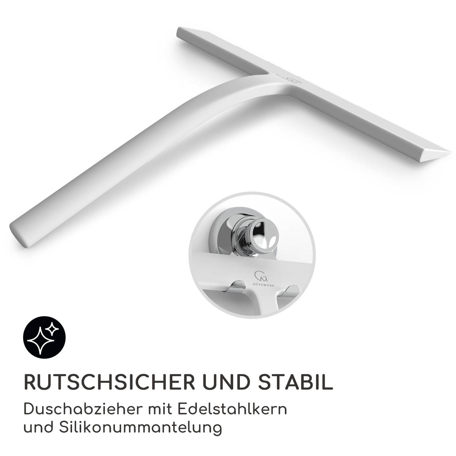 Blaze Duschabzieher 23 cm Silikonumhüllung Edelstahlkern modernes Design Weiß