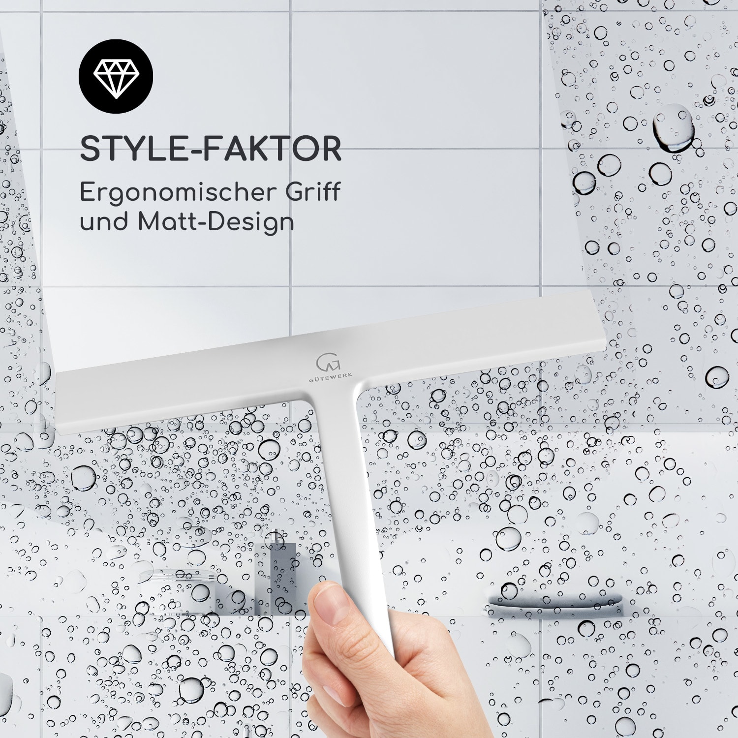 Blaze Duschabzieher 23 cm Silikonumhüllung Edelstahlkern modernes Design Weiß