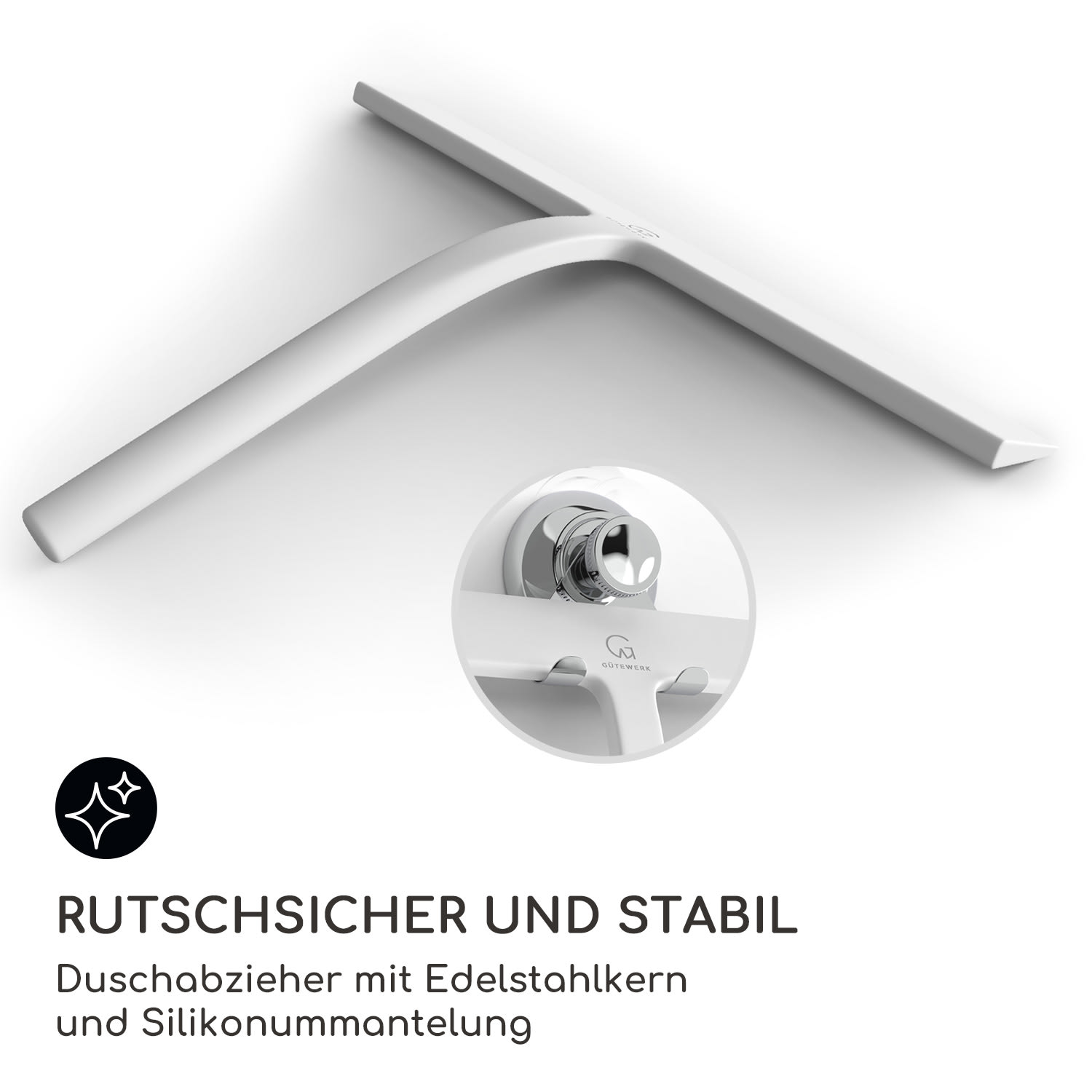 Blaze Duschabzieher 28 cm Silikonumhüllung Edelstahlkern modernes Design Weiß