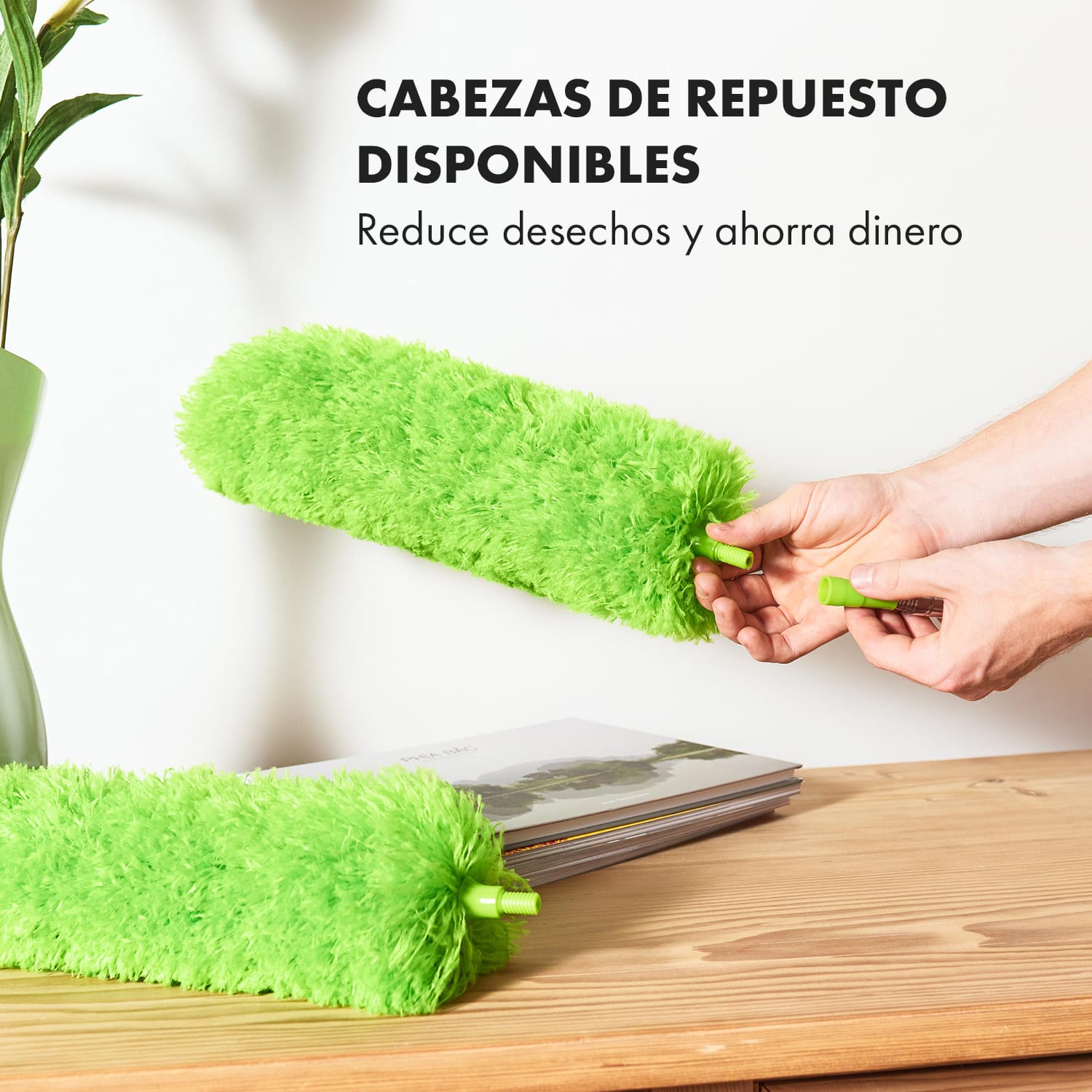 Plumero Telescópico Swish 140 cm Microfibra Acero Inoxidable Cabeza 360° Reutilizable 