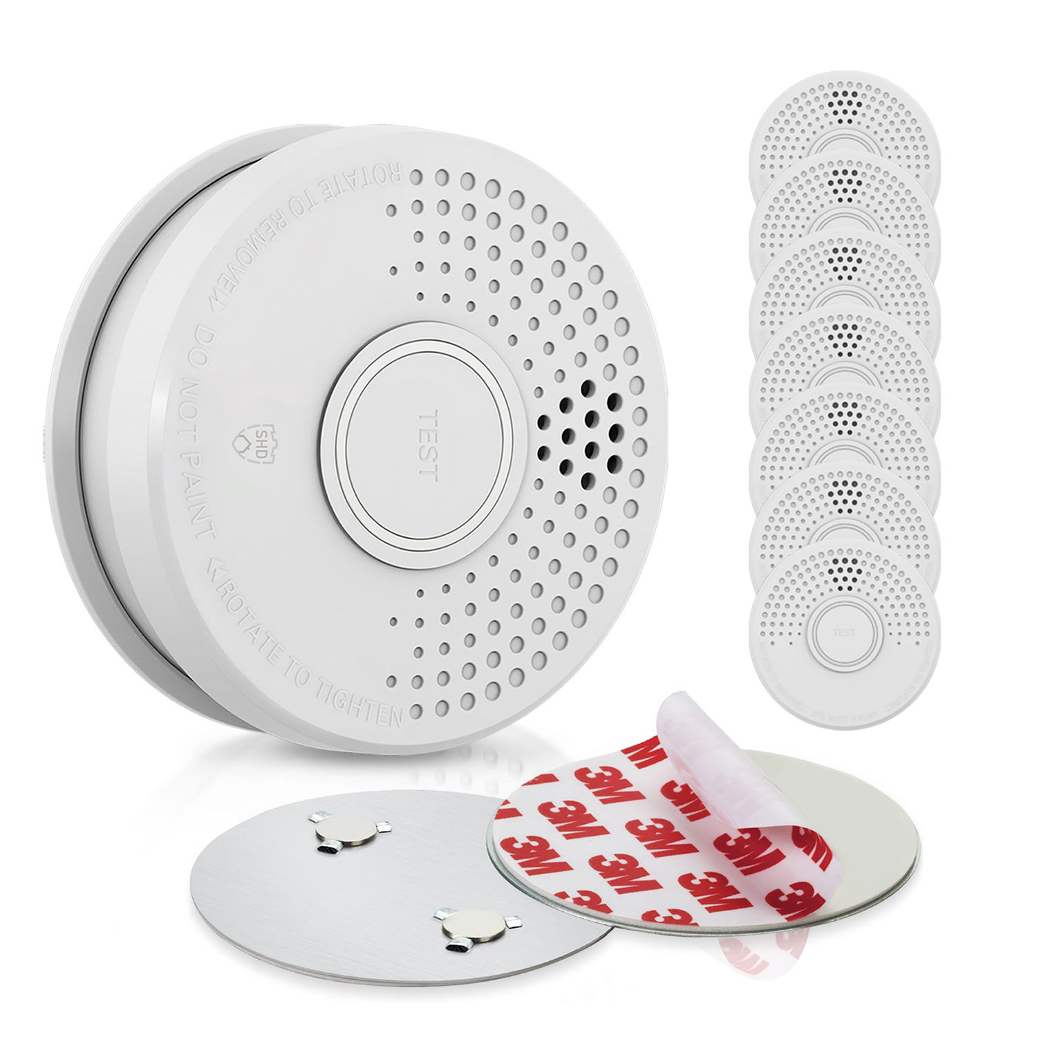 Detector de humo DOF39 con set de soporte magnético Magnetic Mount 8 piezas