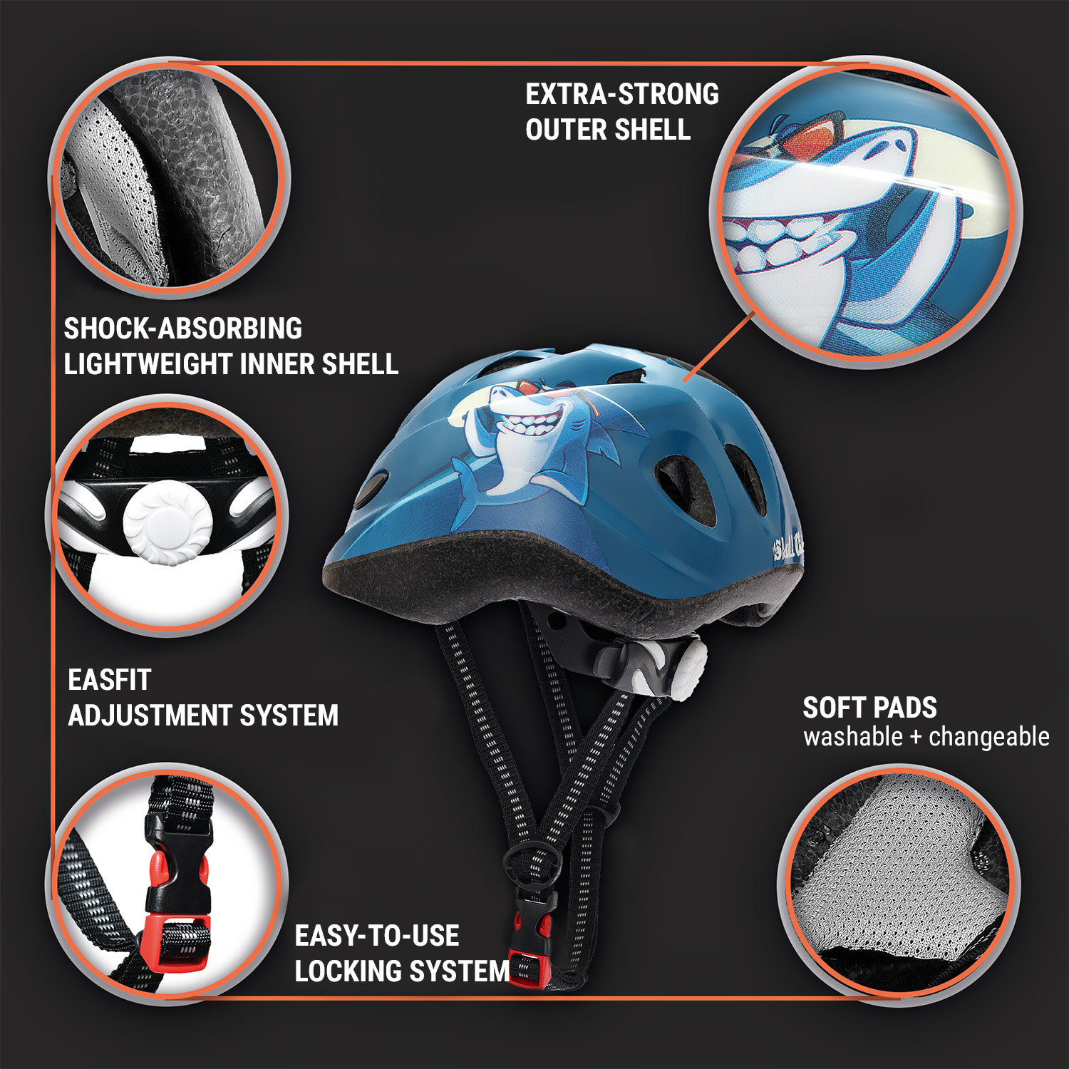 Kask rowerowy dziecięcy, 2-7 lat, Microschell, pianka EPS, dobra wentylacja średnie | Sharky