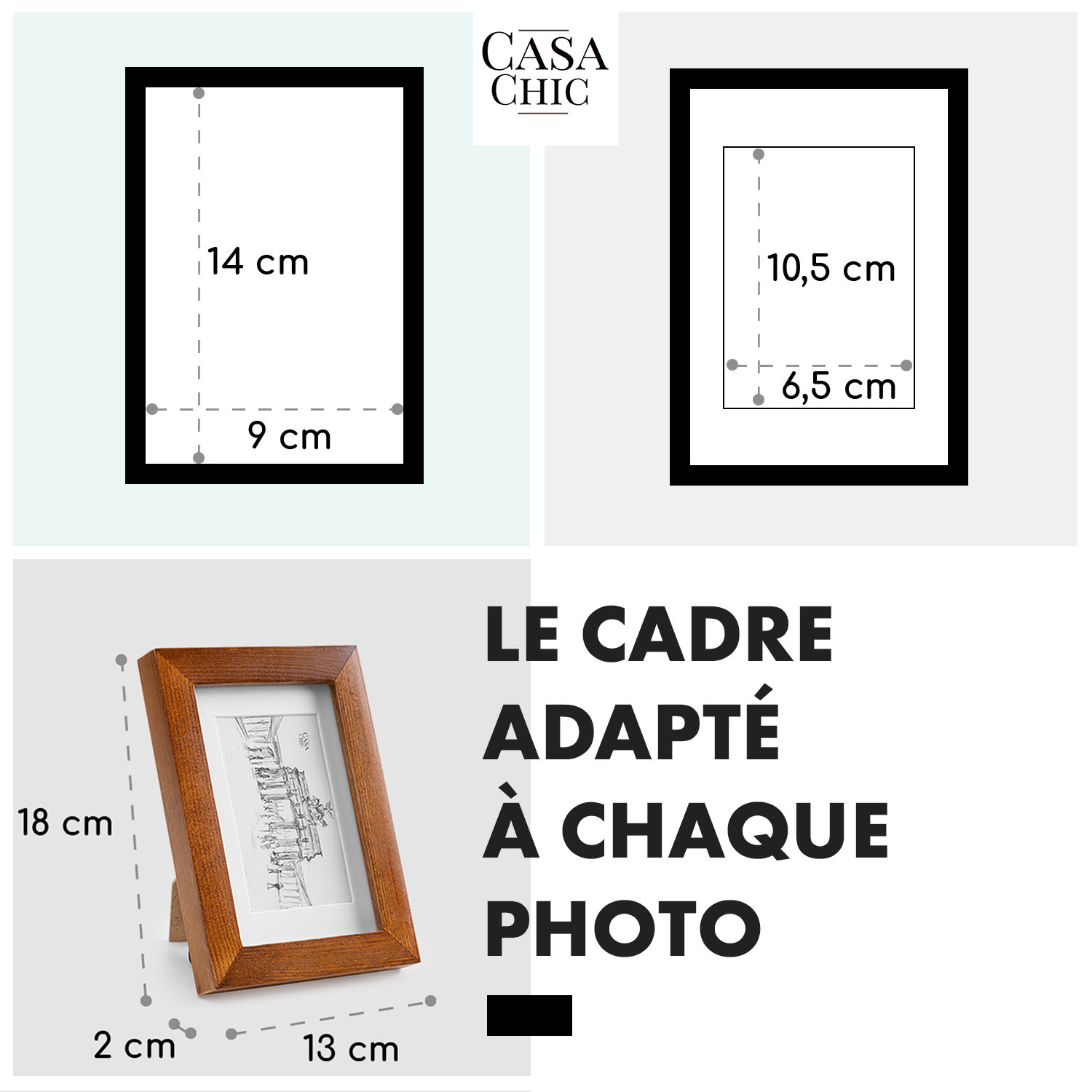 Kenton fotolijst set van 3 rechthoekig 14 x 9 cm passe-partout glas Rozenhout