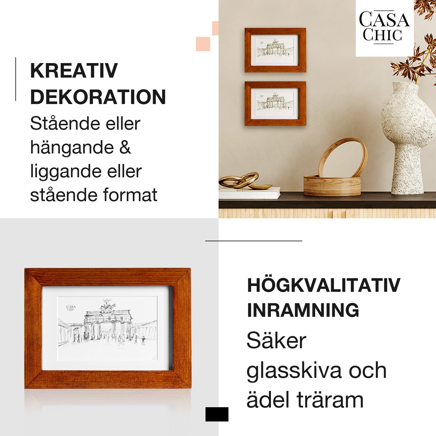 Kenton Fotoram 3 st rektangulär 14 x 9 cm passepartout glas 