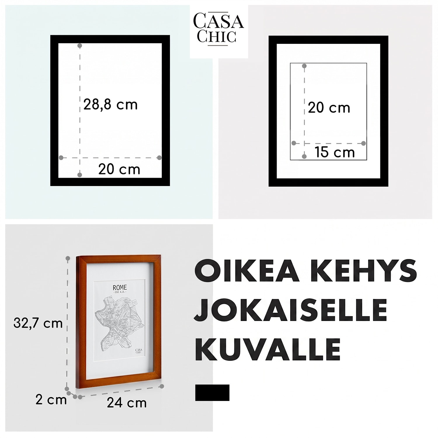Kenton-valokuvakehys suorakulmainen A4 cm paspartuuri lasi Ruusupuu
