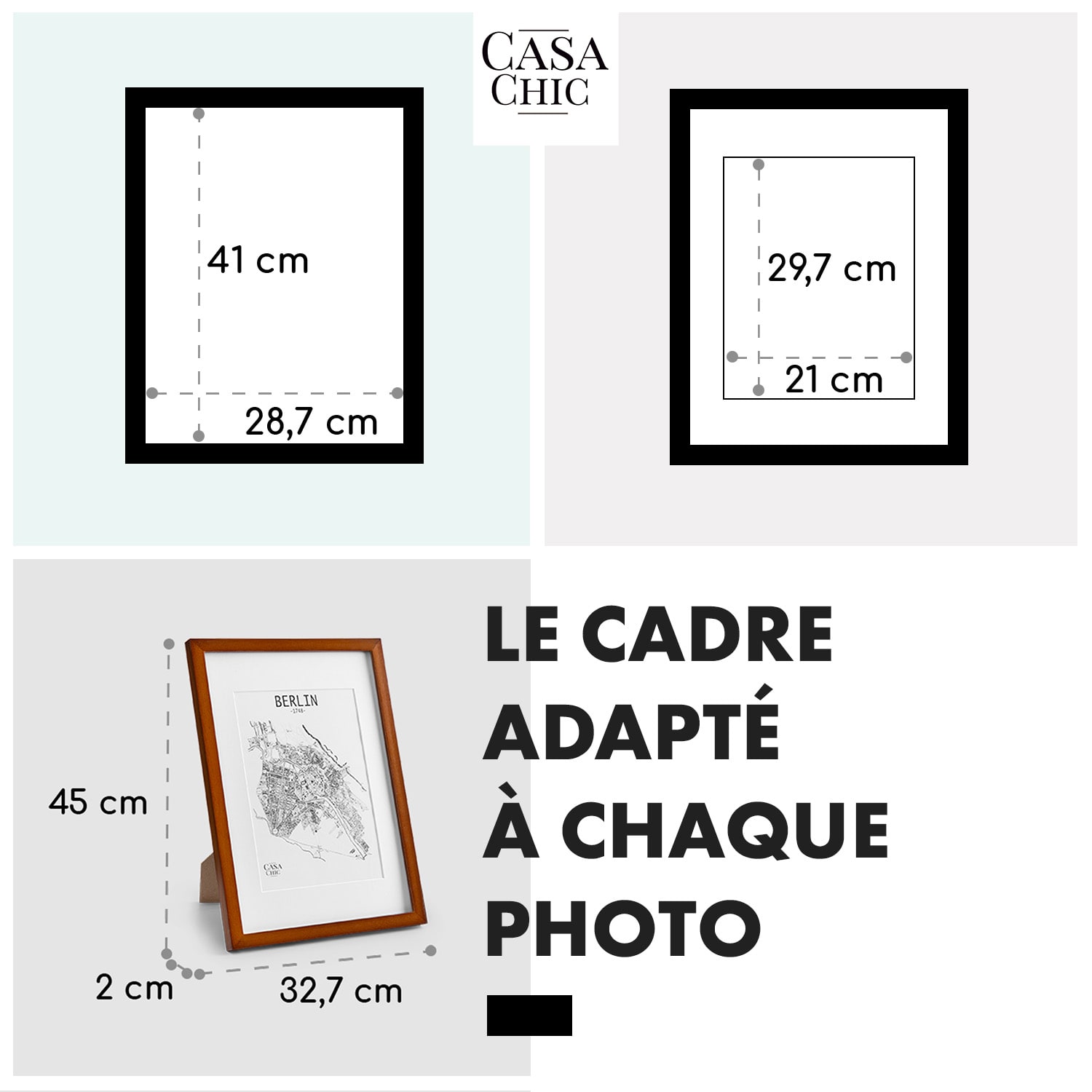 Kenton cadre photo rectangulaire A3 cm passe-partout verre 